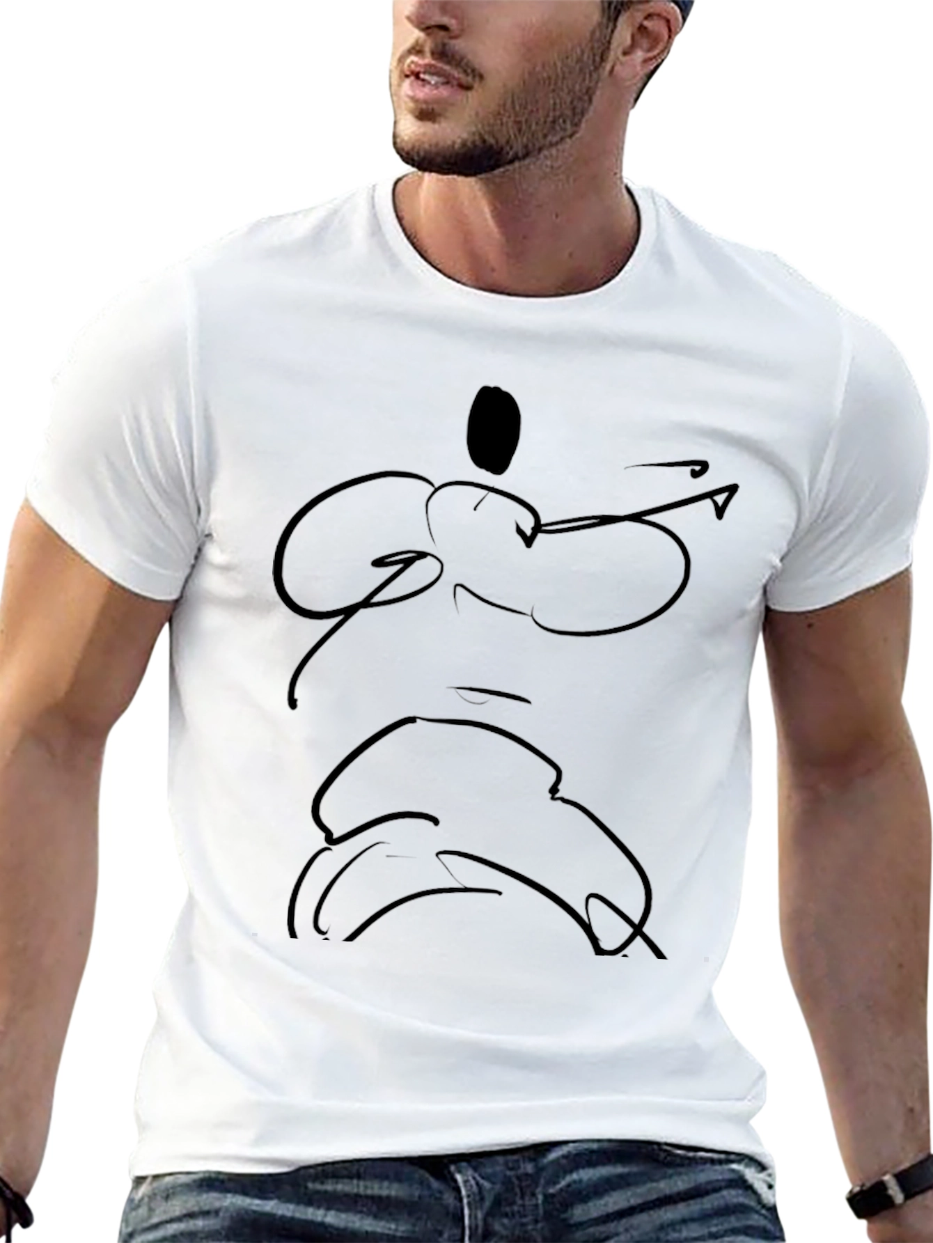 Abstract Line Art Black T-Shirt