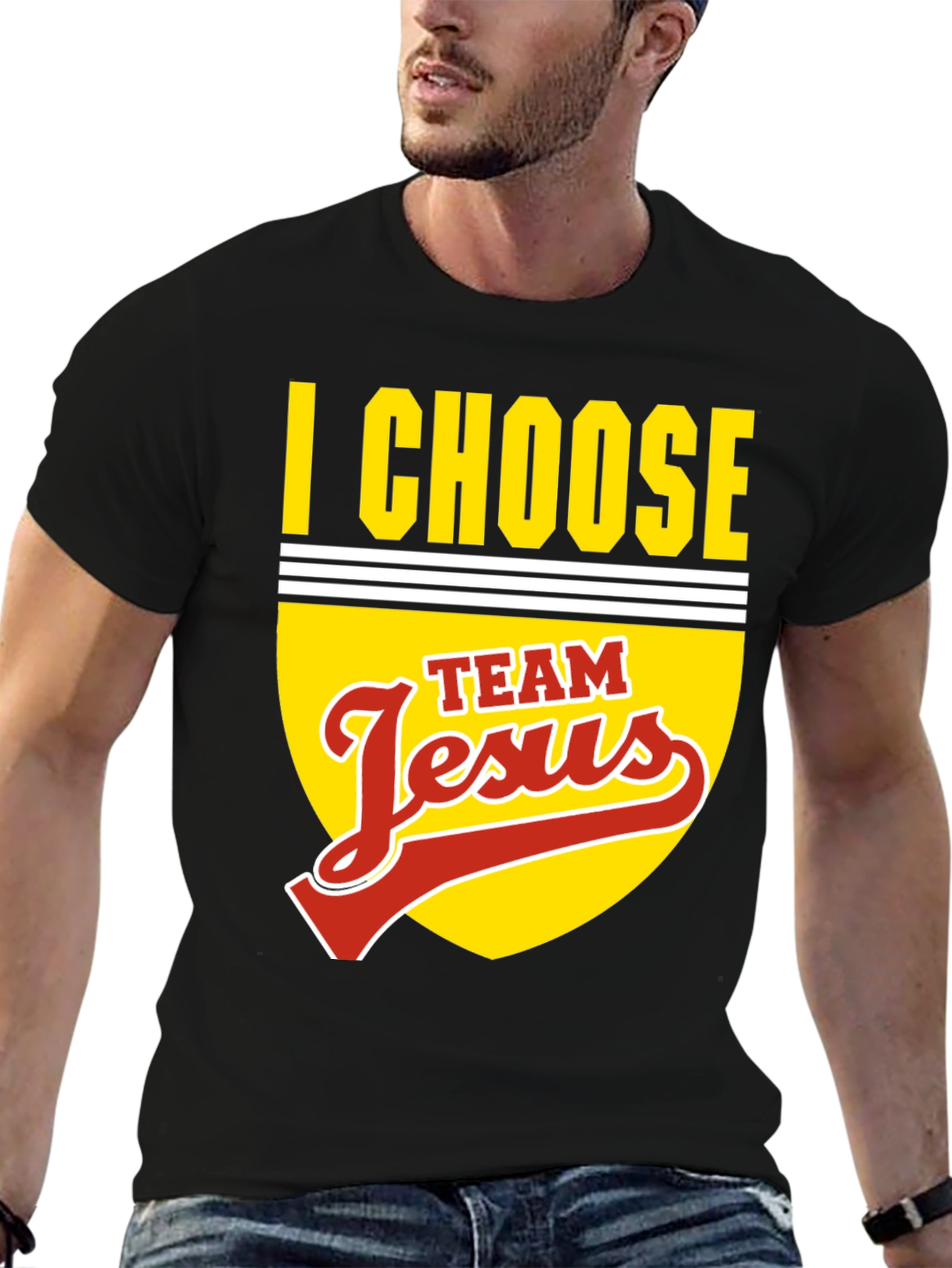 I Choose Team Jesus Black Graphic T-Shirt