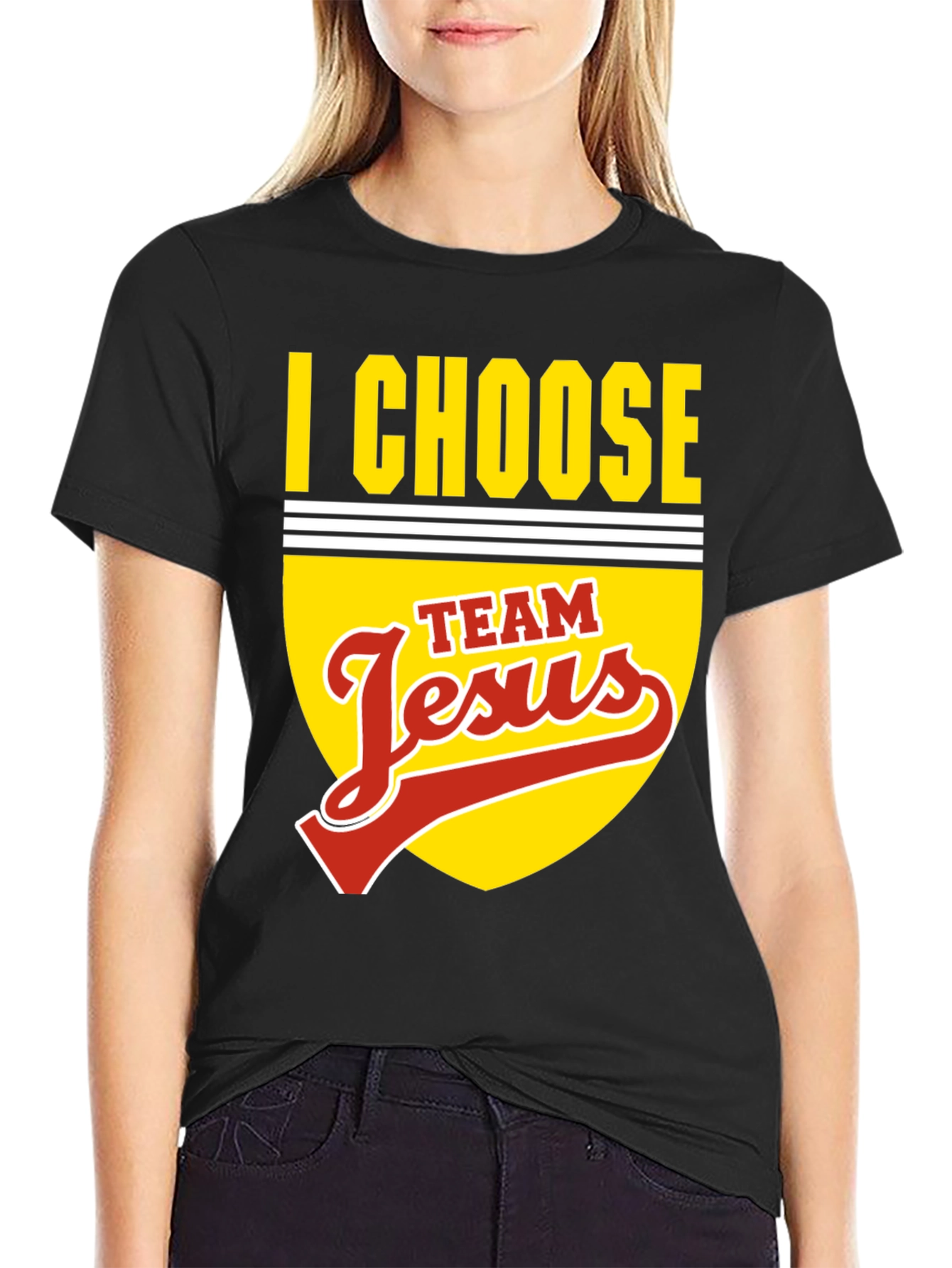 I Choose Team Jesus Black Graphic T-Shirt