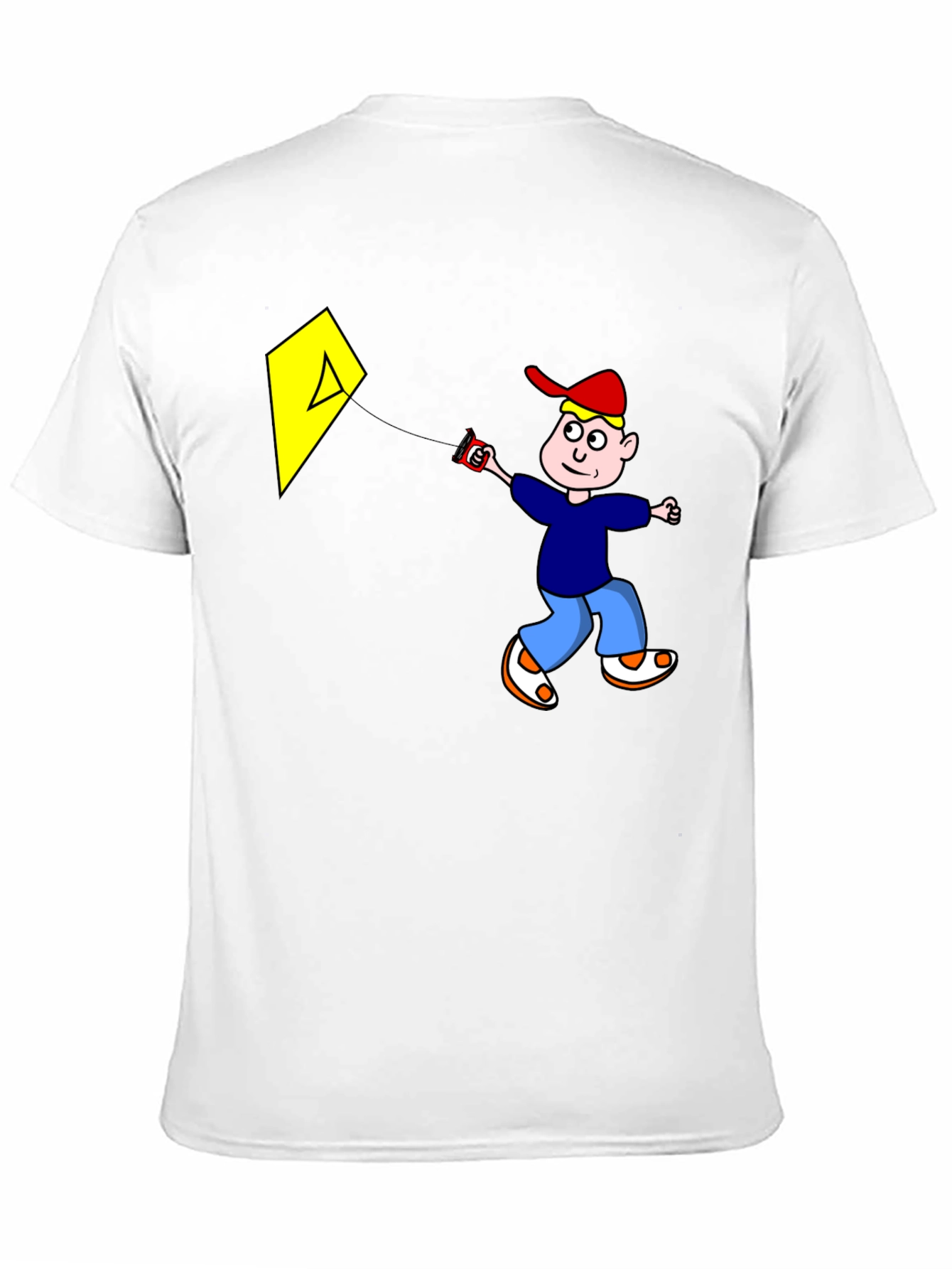 Cartoon Boy Kite Graphic Tee - Black