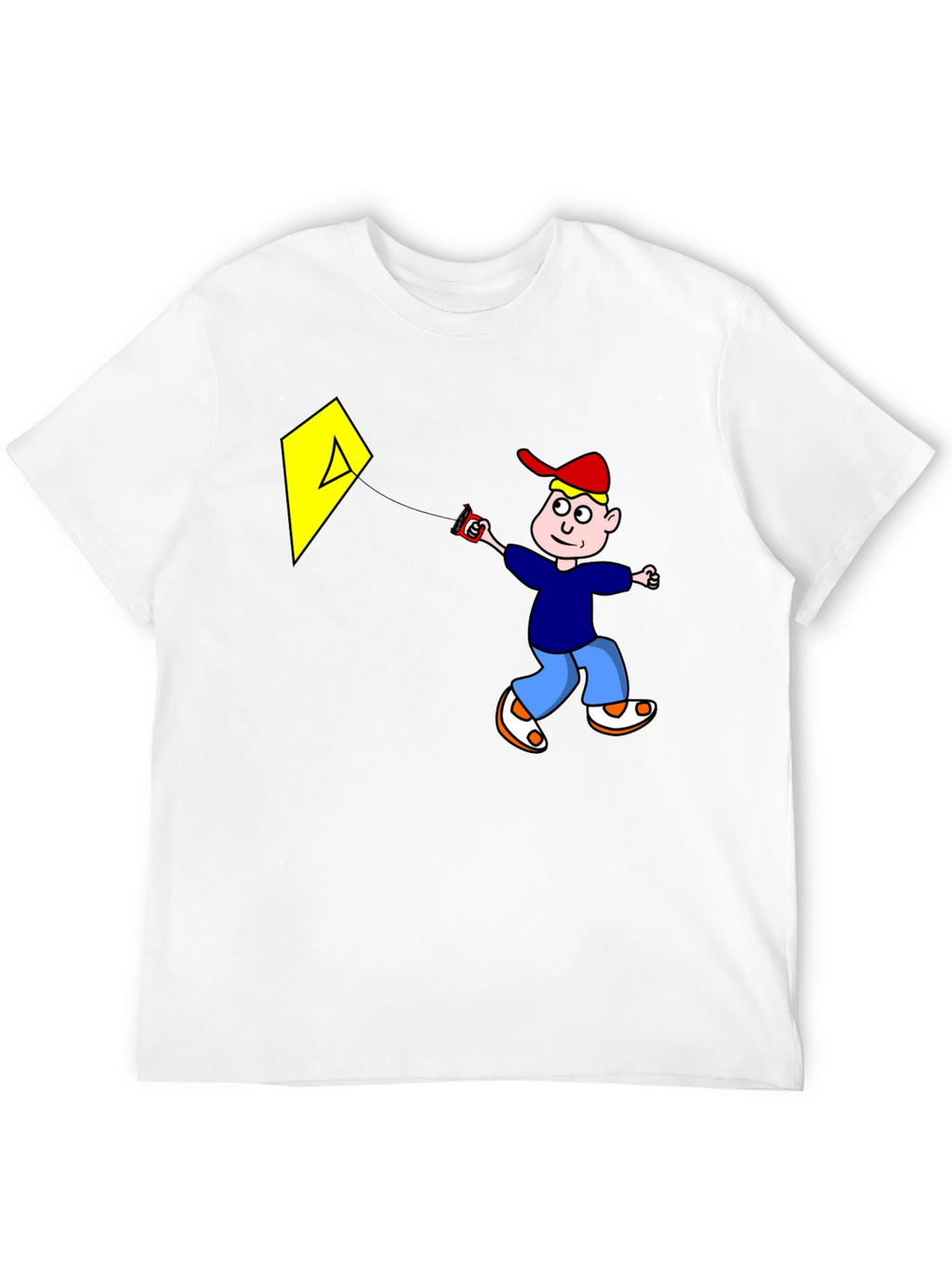 Cartoon Boy Kite Graphic Tee - Black