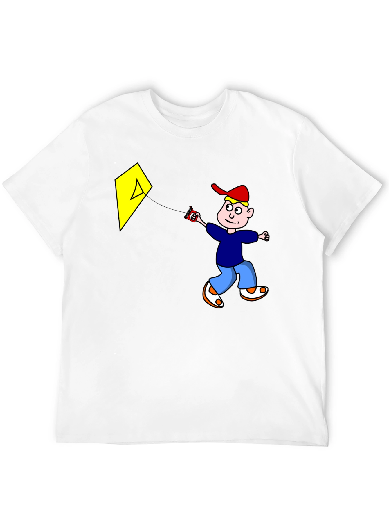 Cartoon Boy Kite Graphic Tee - Black