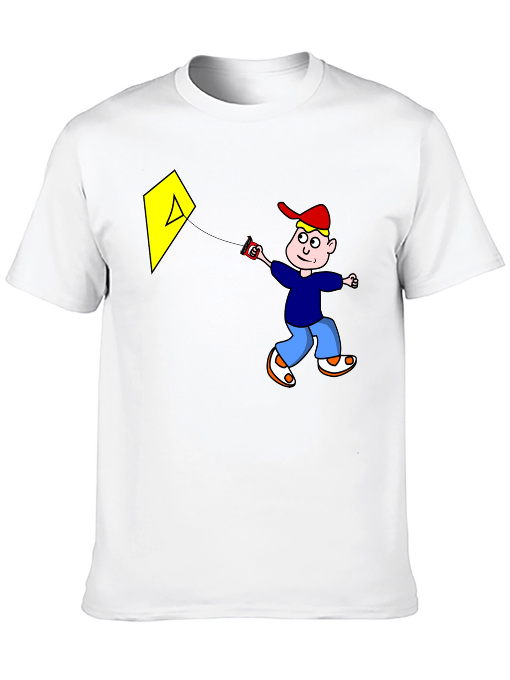 Cartoon Boy Kite Graphic Tee - Black