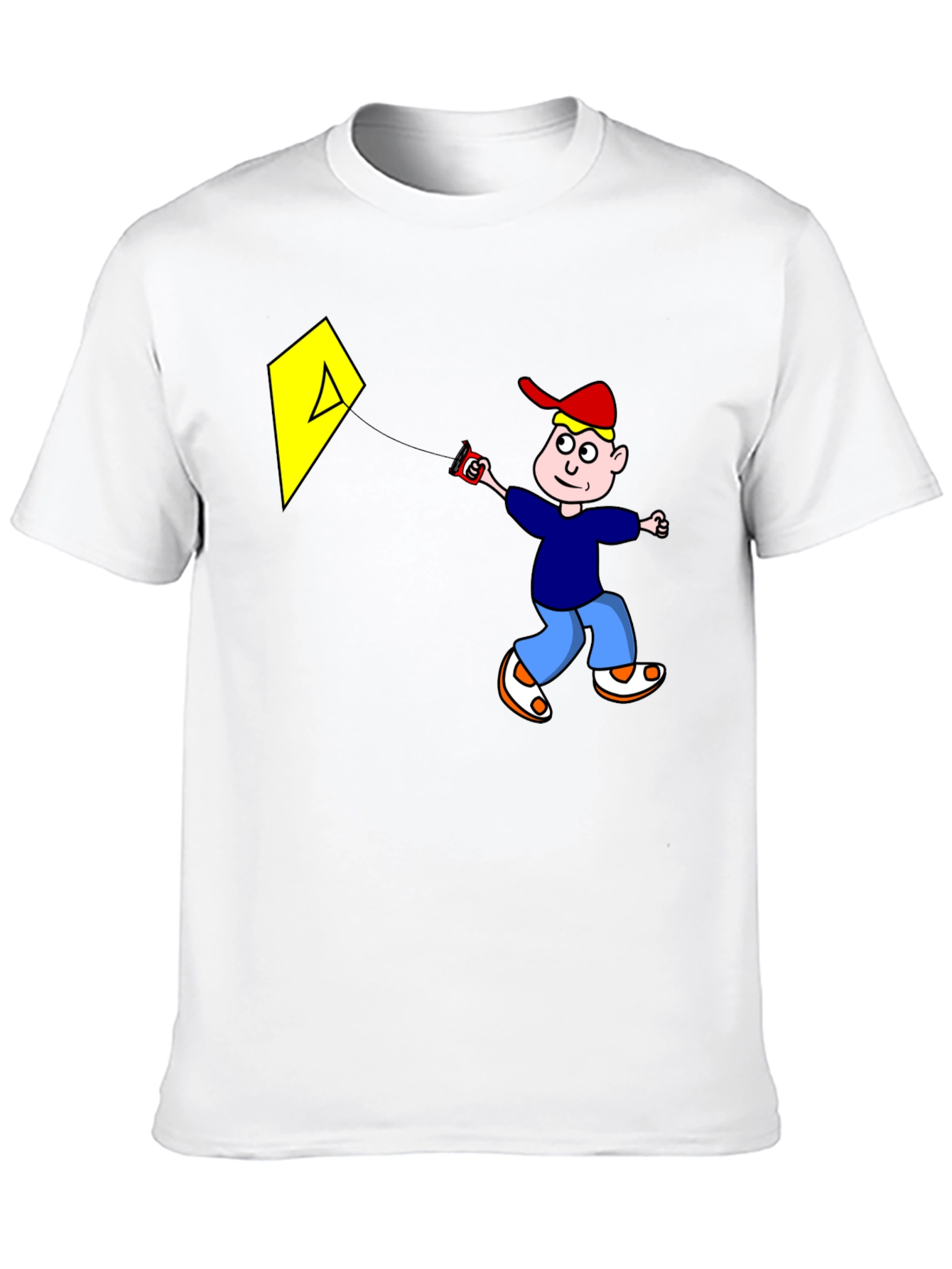 Cartoon Boy Kite Graphic Tee - Black