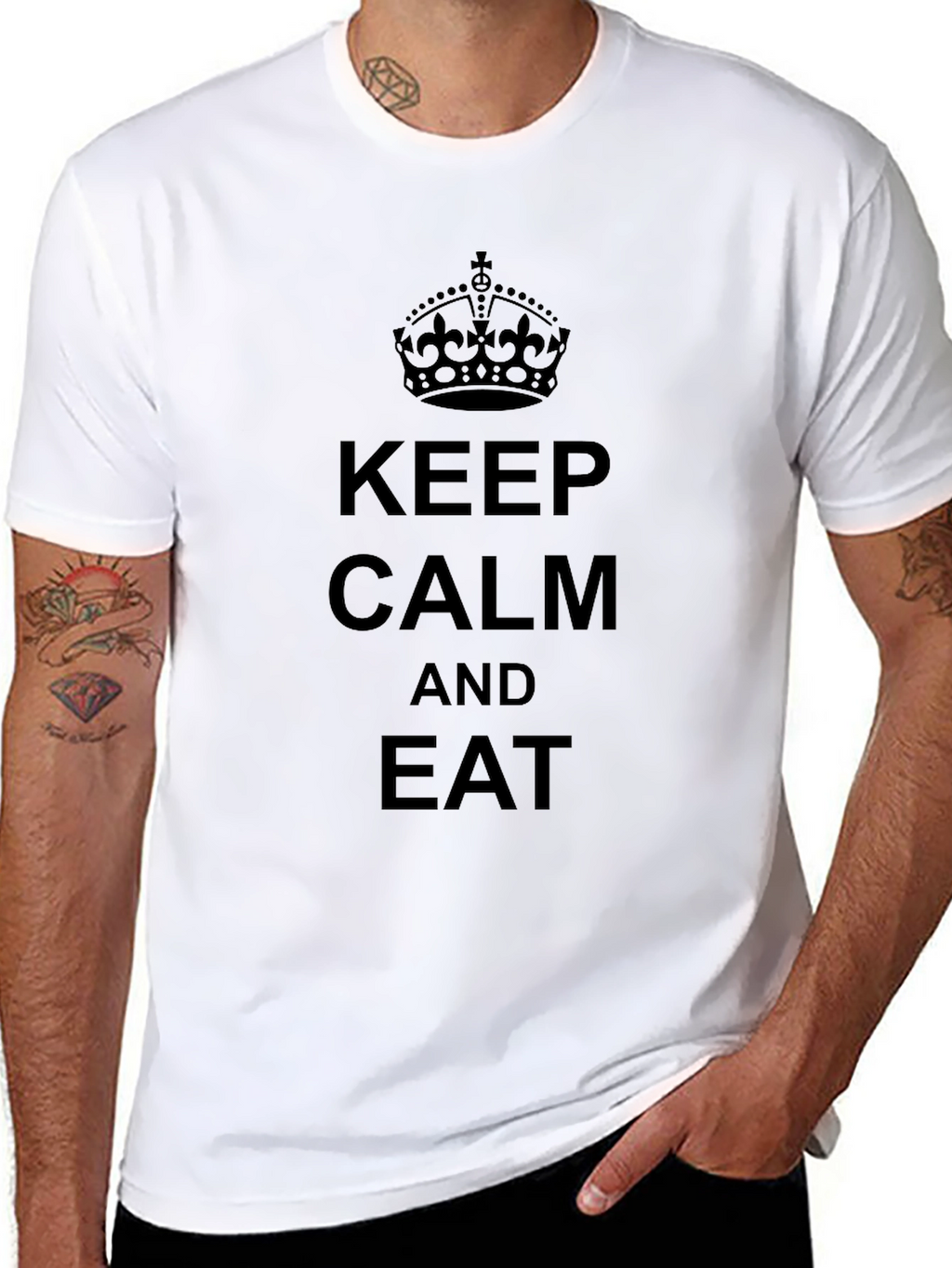 Keep Calm and Eat Black Graphic T-Shirt
