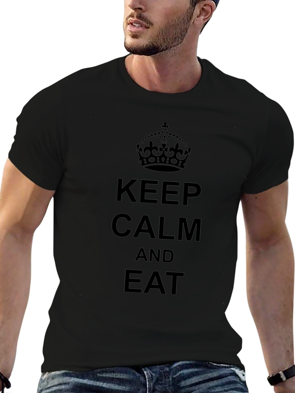 Keep Calm and Eat Black Graphic T-Shirt