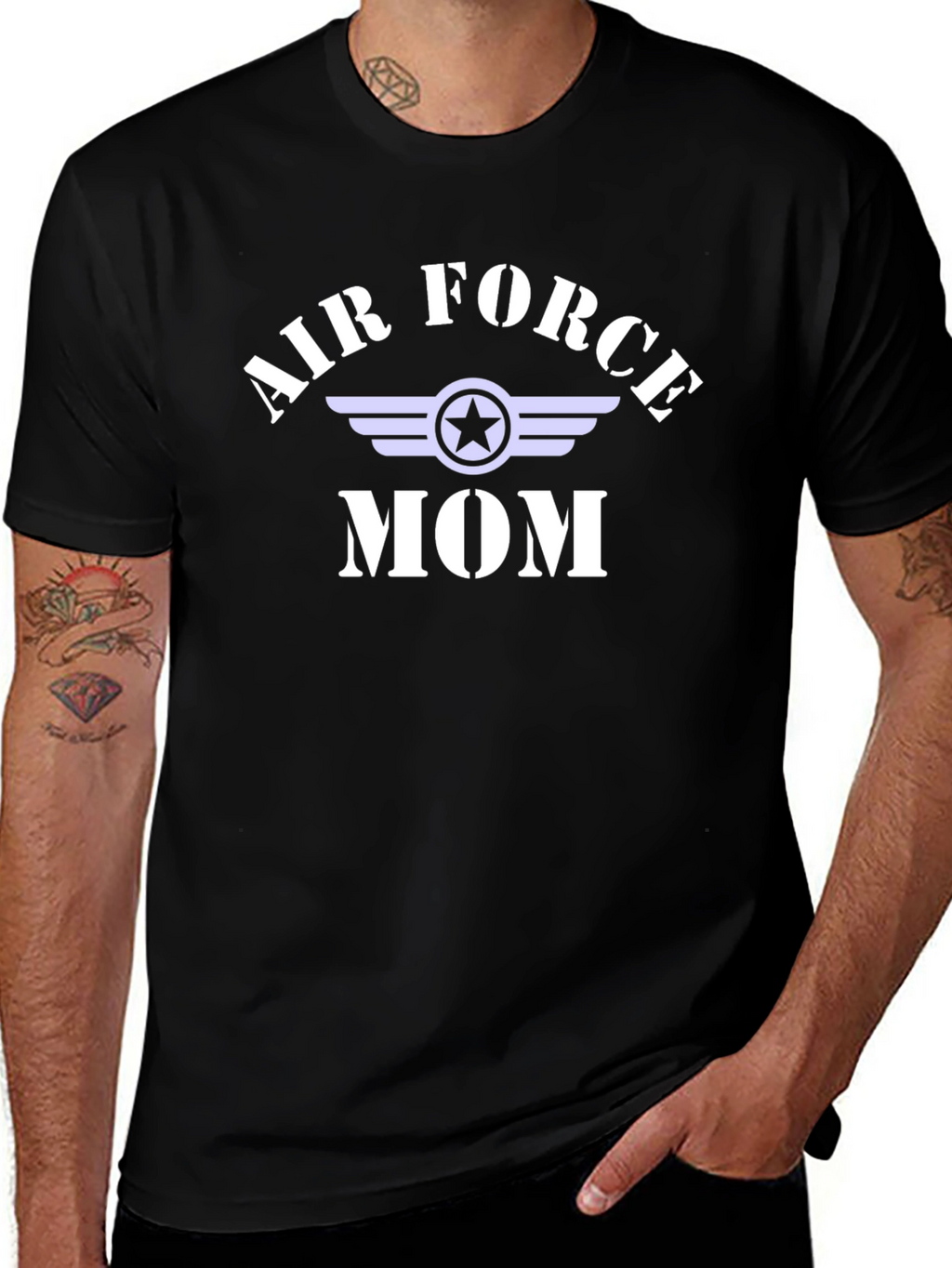 Air Force Mom Graphic T-Shirt - Black
