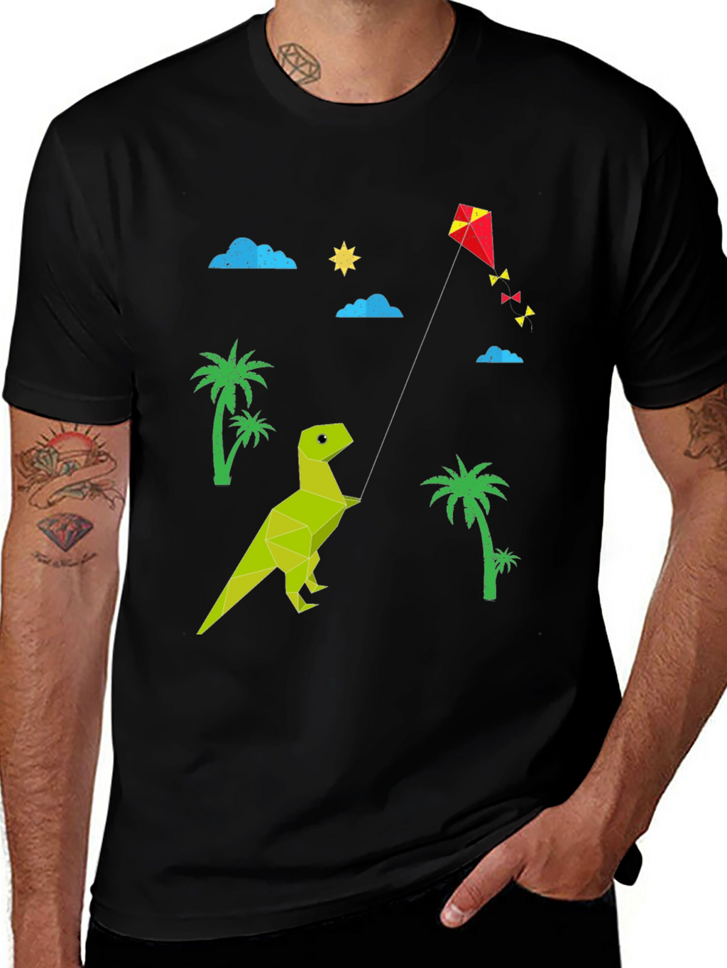 Dino Kite T-Shirt: Stylish Black Tee