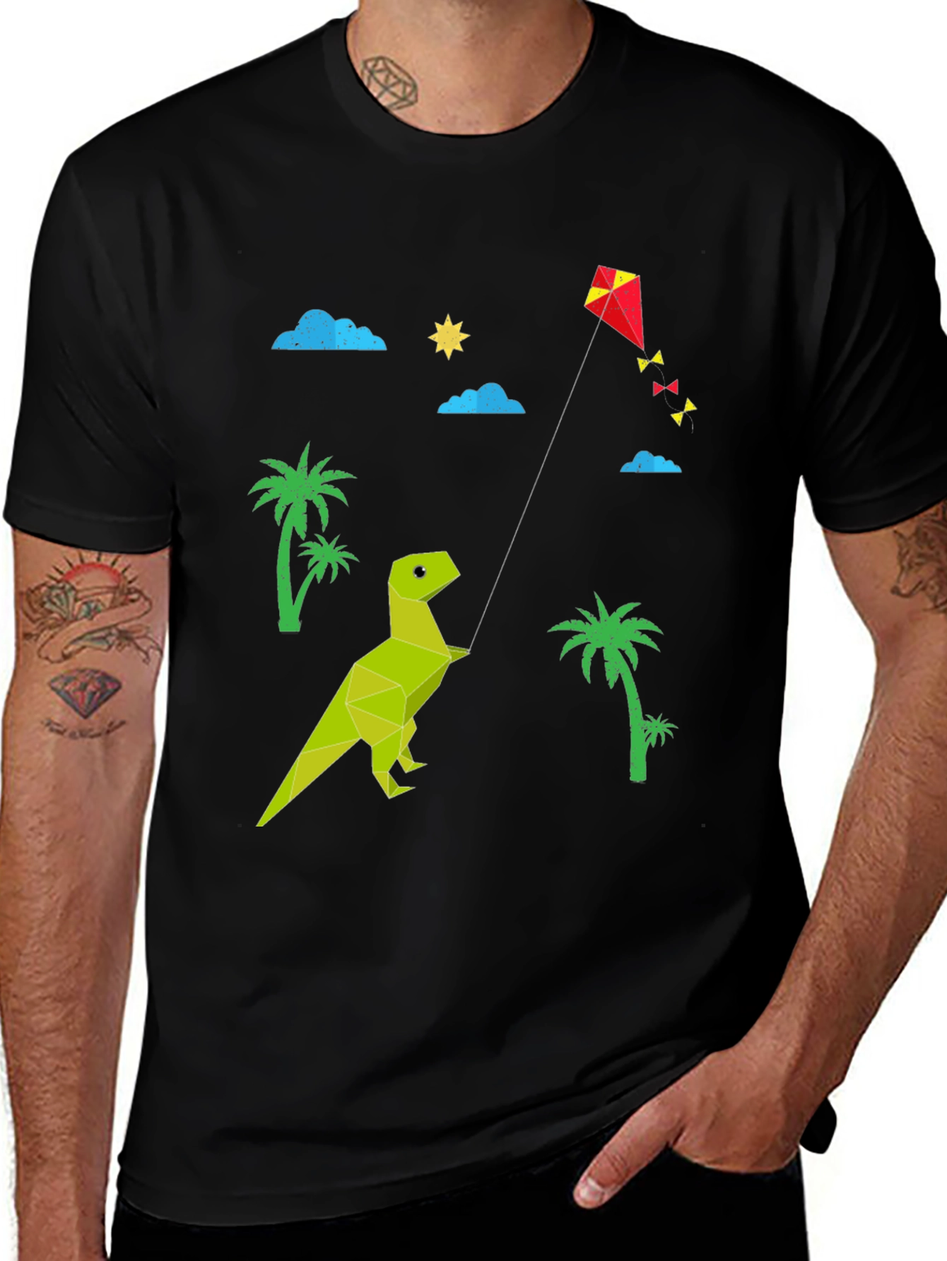 Dino Kite T-Shirt: Stylish Black Tee