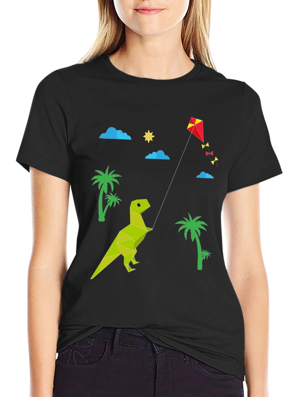 Dino Kite T-Shirt: Stylish Black Tee