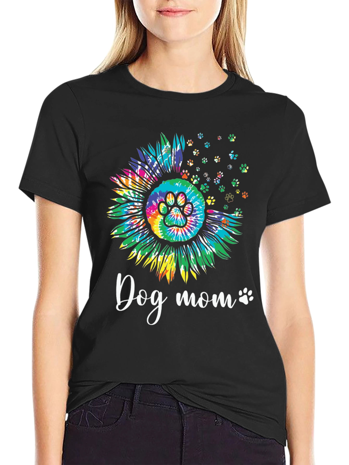 Dog Mom Sunflower Tie Dye Graphic Tee