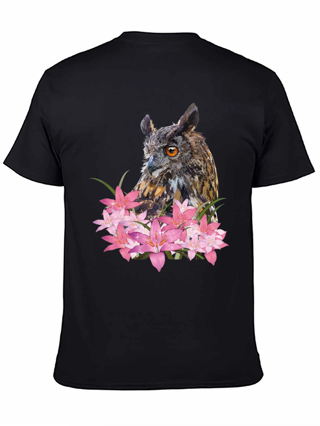 Owl & Lily Graphic T-Shirt - Unique Nature Design