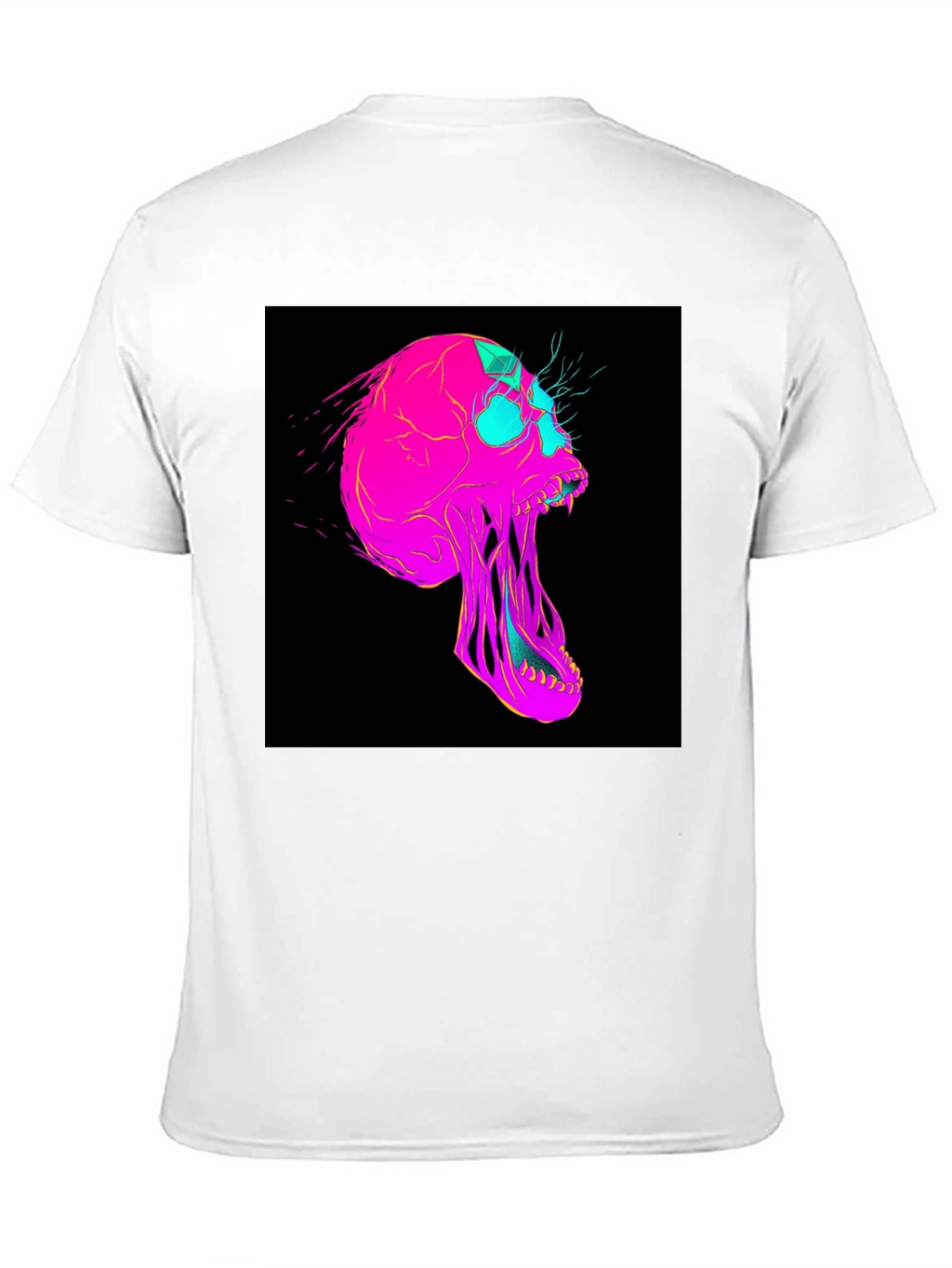 Vaporwave Skull Graphic Tee - Black Cotton T-Shirt