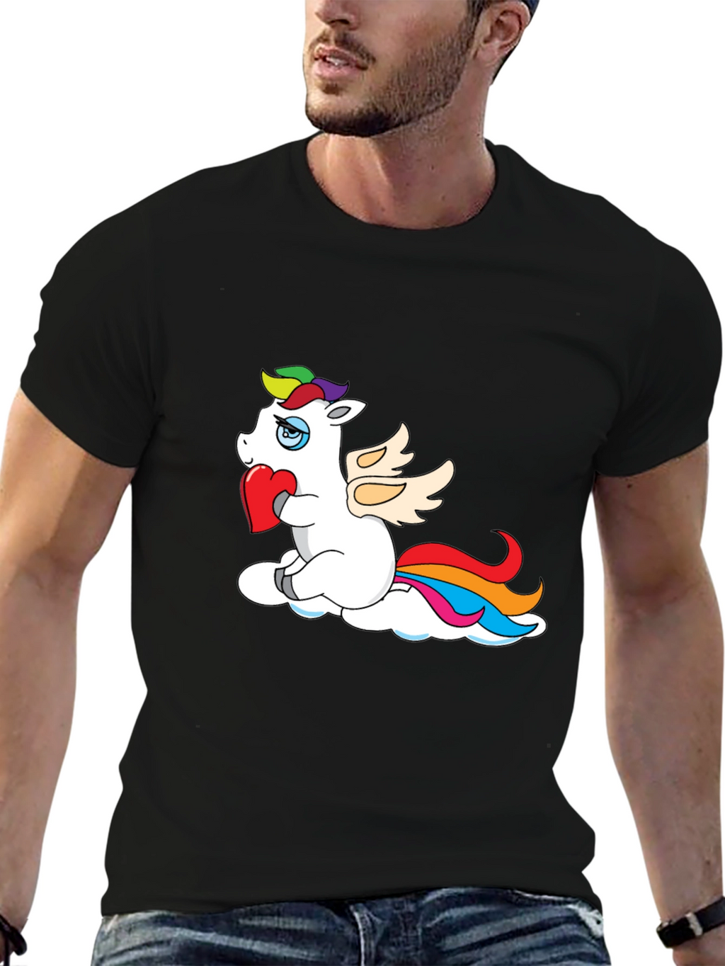Heartbroken Unicorn Black Tee