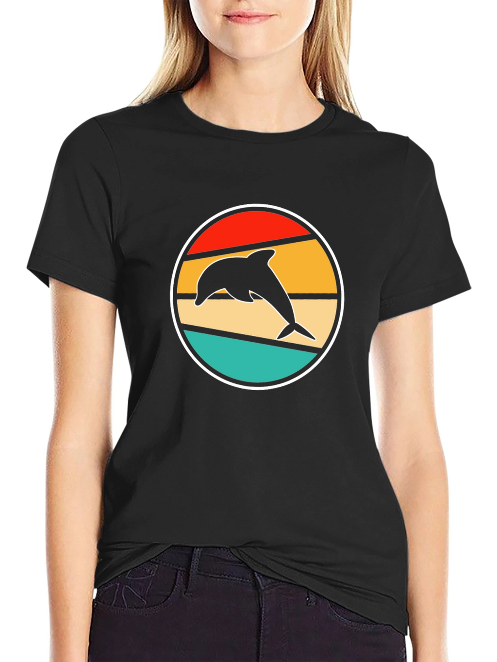 Retro Dolphin T-Shirt - Stylish Black Tee