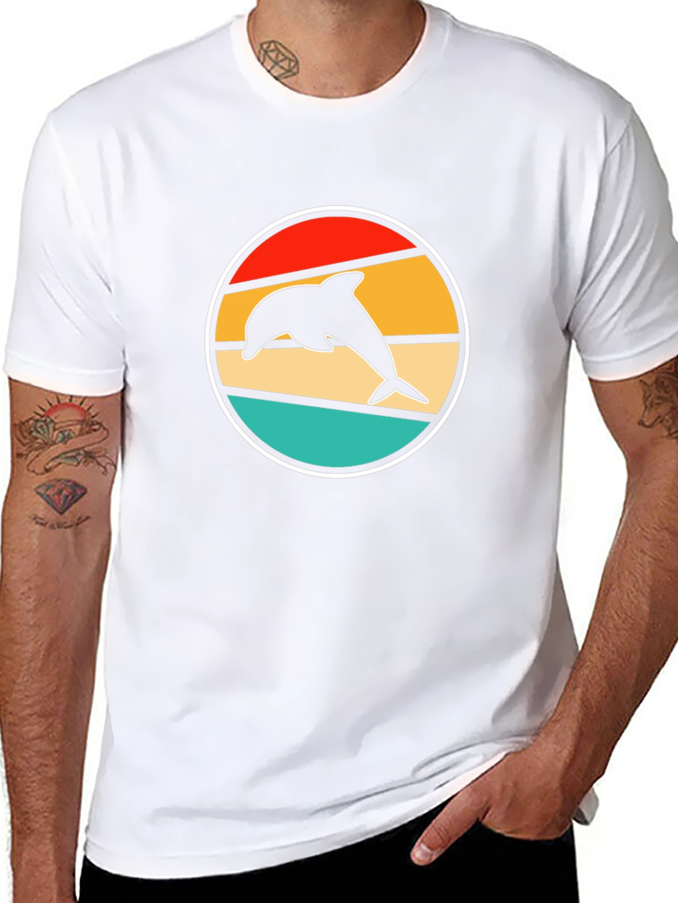 Retro Dolphin T-Shirt - Stylish Black Tee