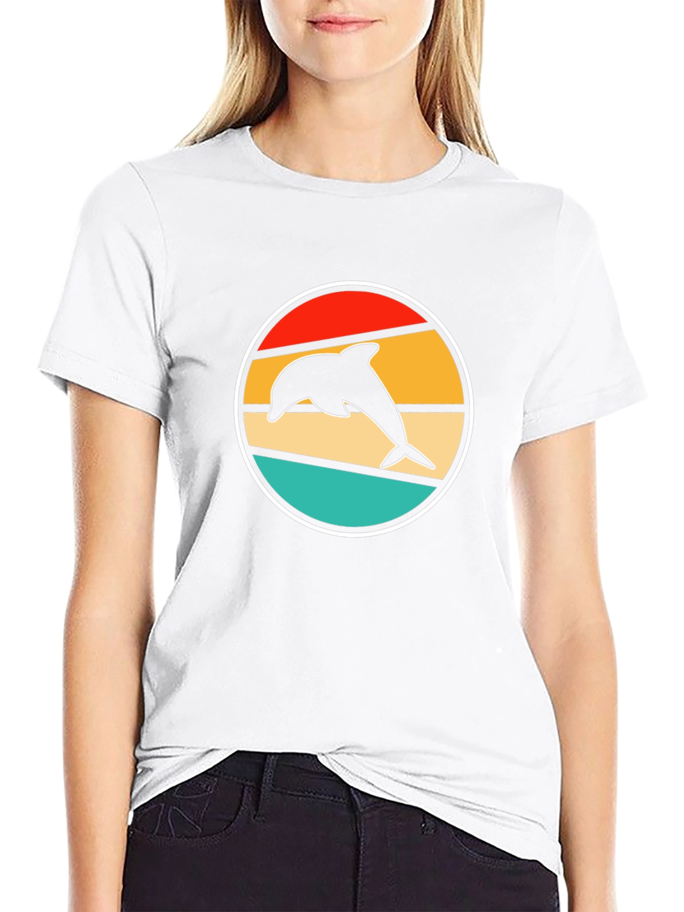 Retro Dolphin T-Shirt - Stylish Black Tee