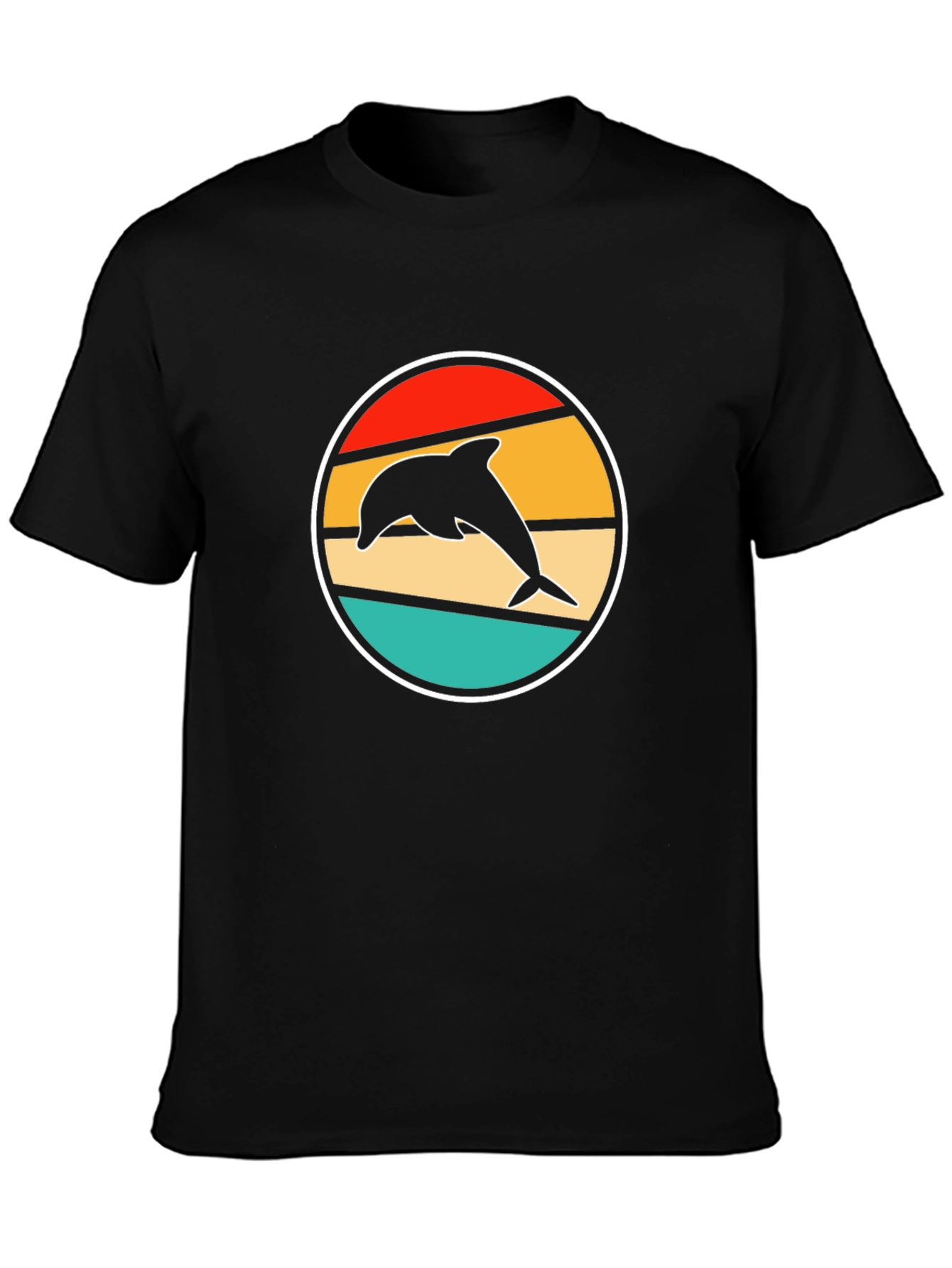 Retro Dolphin T-Shirt - Stylish Black Tee