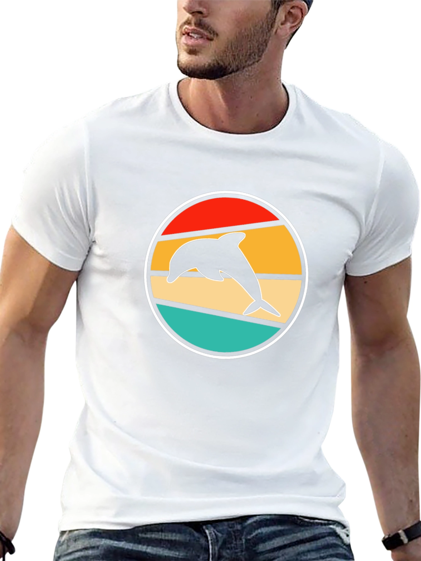 Retro Dolphin T-Shirt - Stylish Black Tee