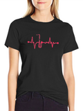 Saxophone Heartbeat Black T-Shirt - Music Lover Tee