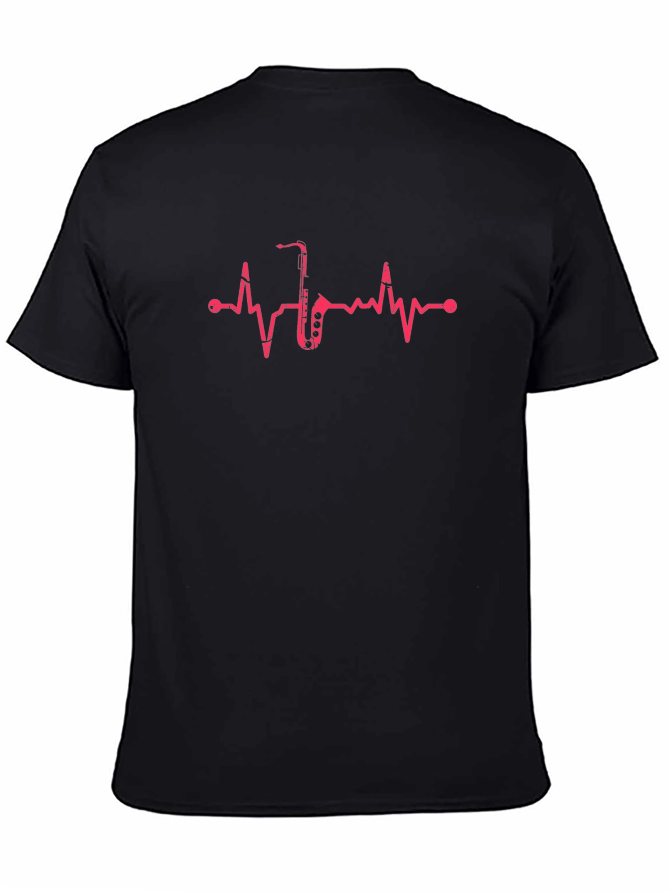 Saxophone Heartbeat Black T-Shirt - Music Lover Tee