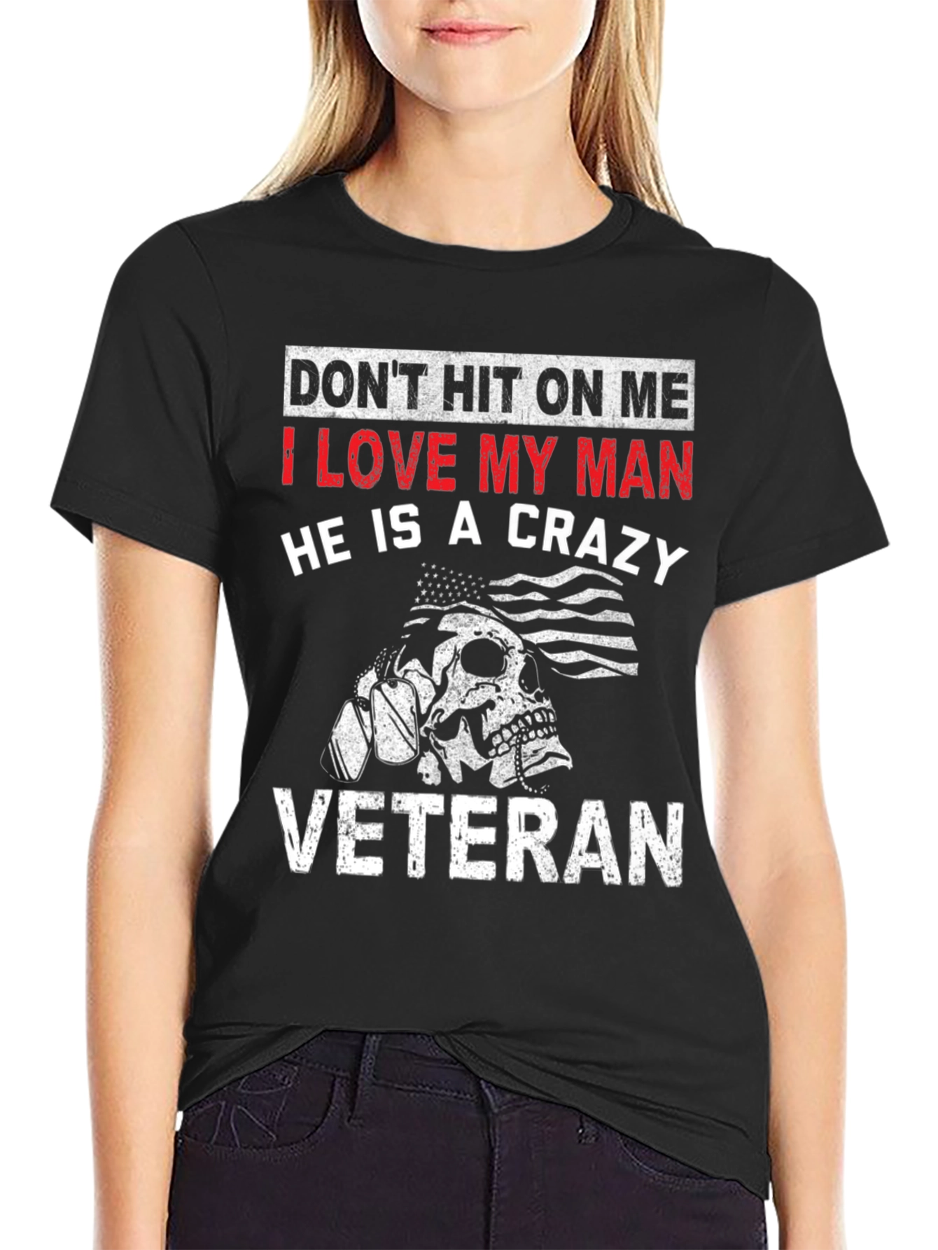 I Love My Crazy Veteran Black T-Shirt