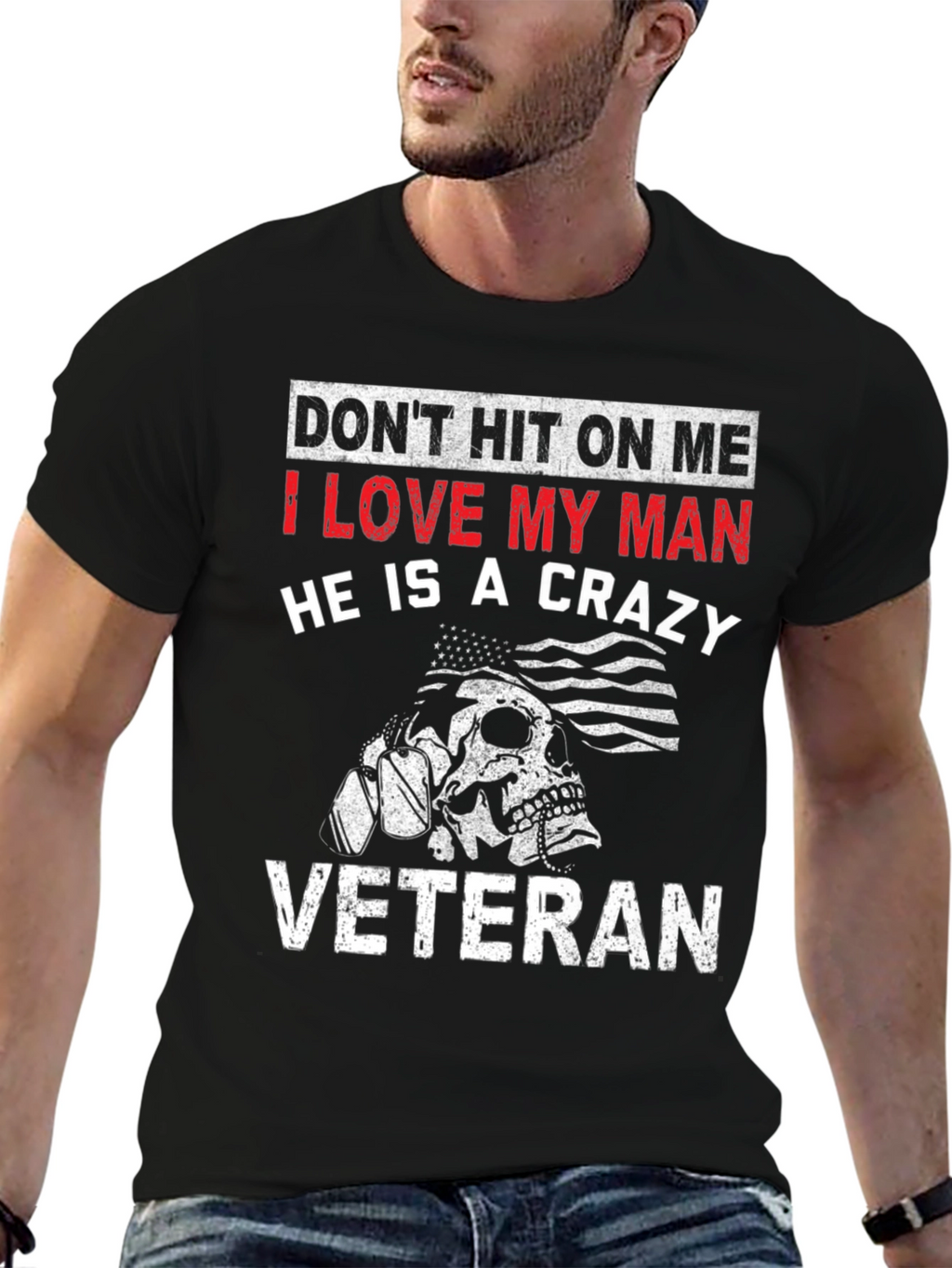 I Love My Crazy Veteran Black T-Shirt