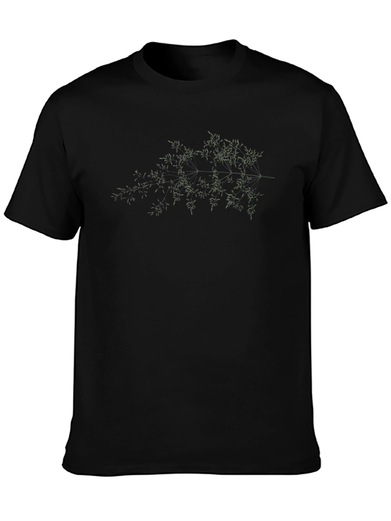 Mens Black T-Shirt with Botanical Print