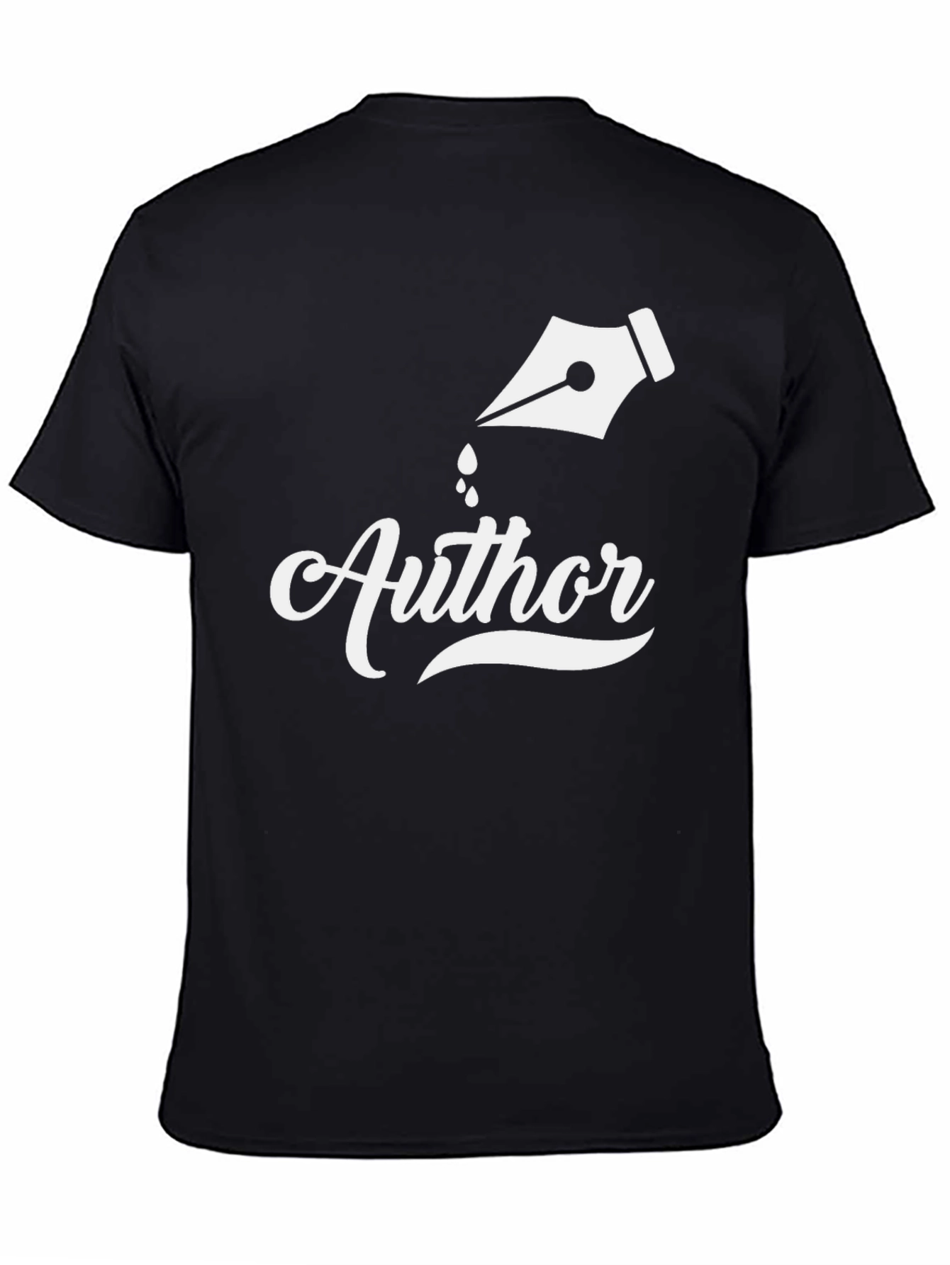 Author T-Shirt - White Ink Pen Design on Black