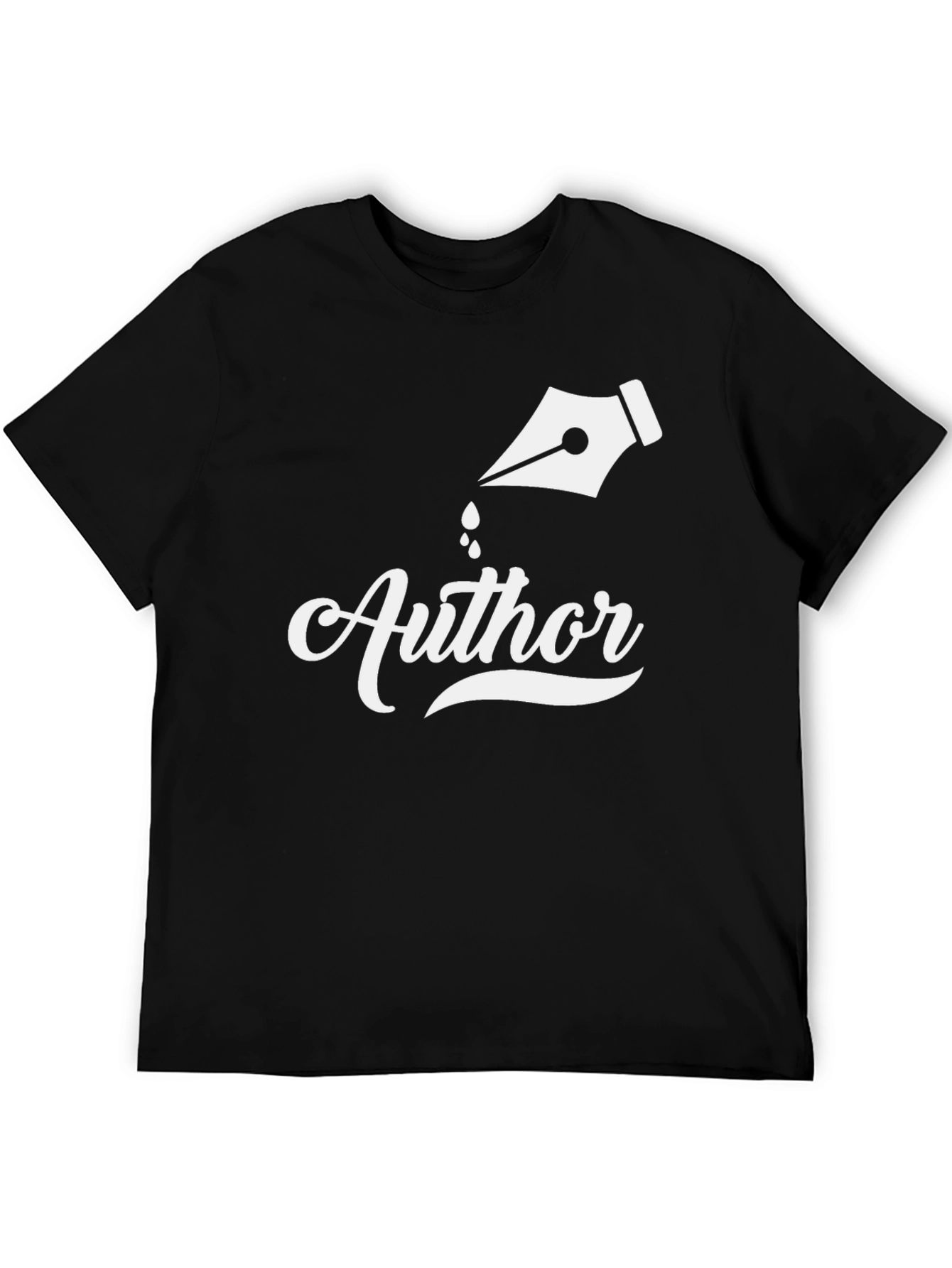 Author T-Shirt - White Ink Pen Design on Black