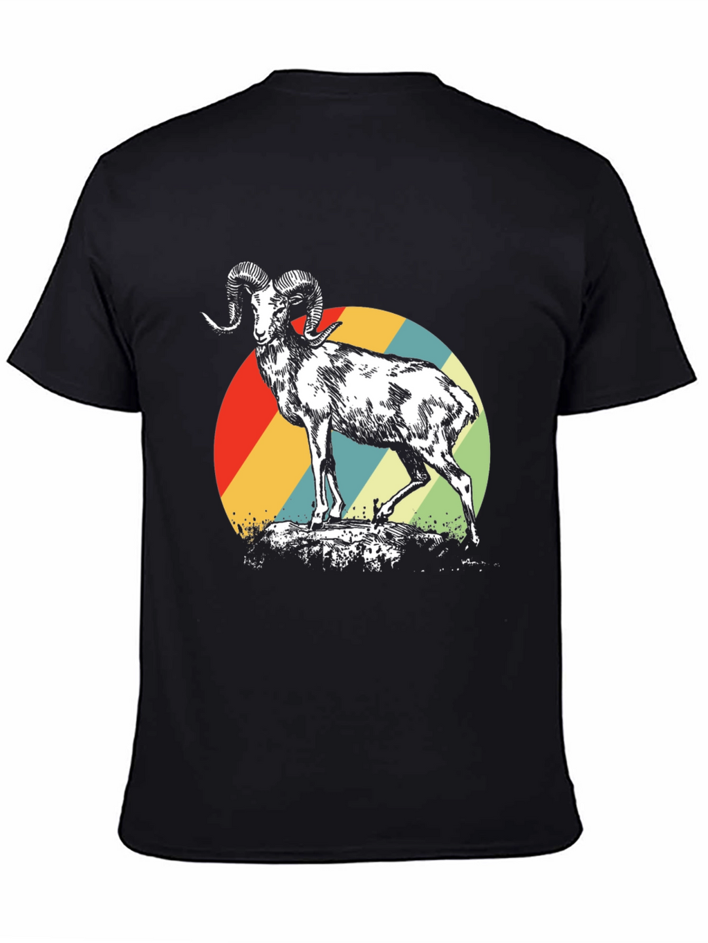 Retro Ram Graphic Tee - Stylish Mens Black T-Shirt