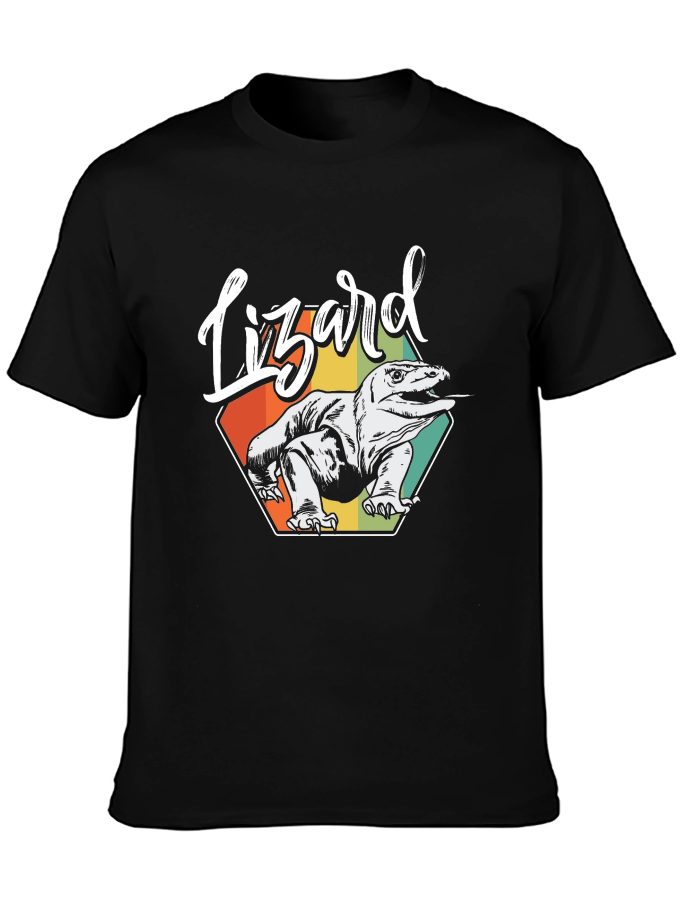 Retro Lizard Graphic Tee - Mens Black T-Shirt