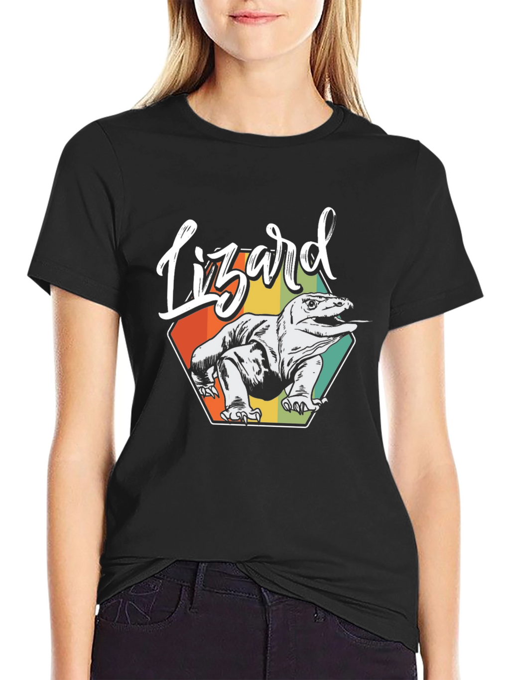 Retro Lizard Graphic Tee - Mens Black T-Shirt