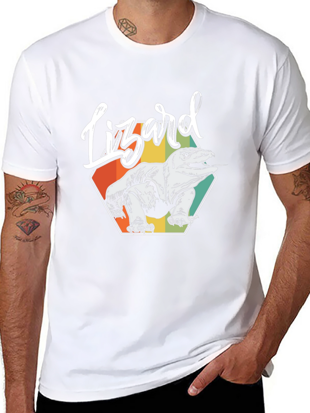 Retro Lizard Graphic Tee - Mens Black T-Shirt