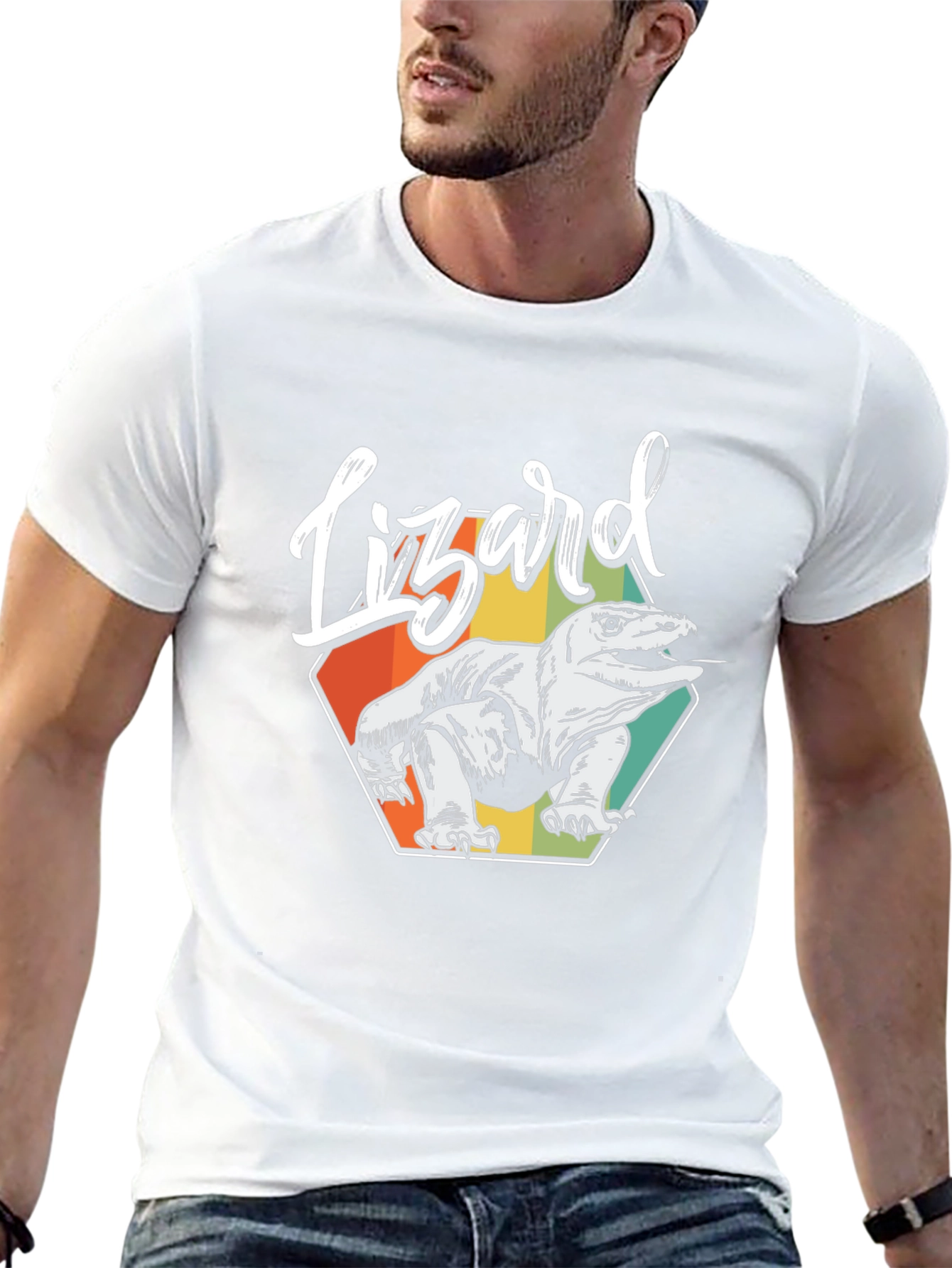 Retro Lizard Graphic Tee - Mens Black T-Shirt