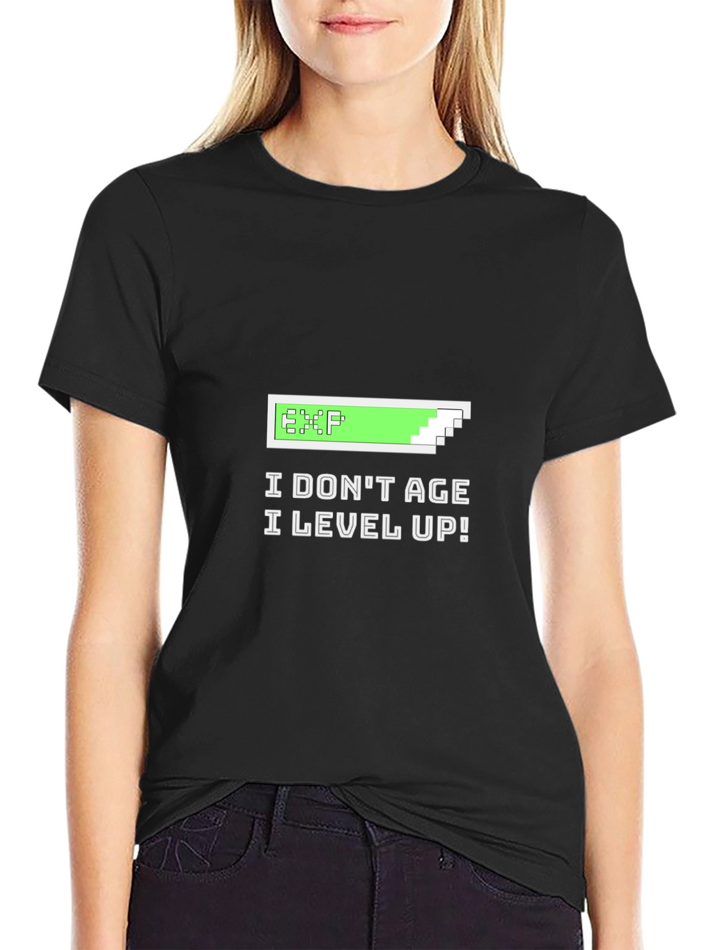 I Dont Age I Level Up Black Graphic Tee