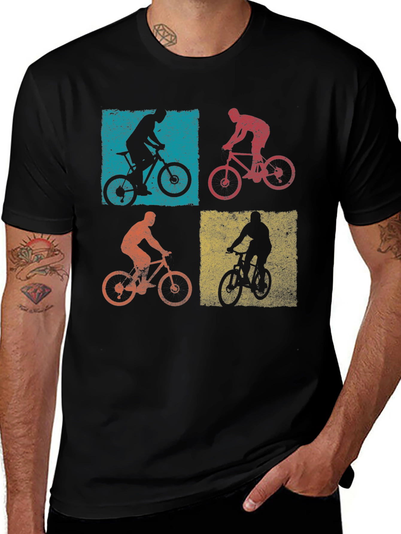 Retro Mountain Biking T-Shirt - Four Panel Design
