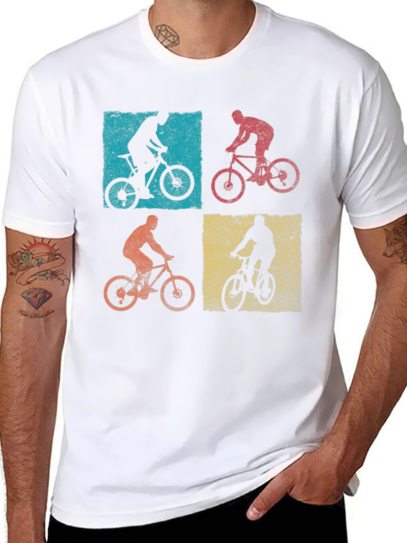 Retro Mountain Biking T-Shirt - Four Panel Design