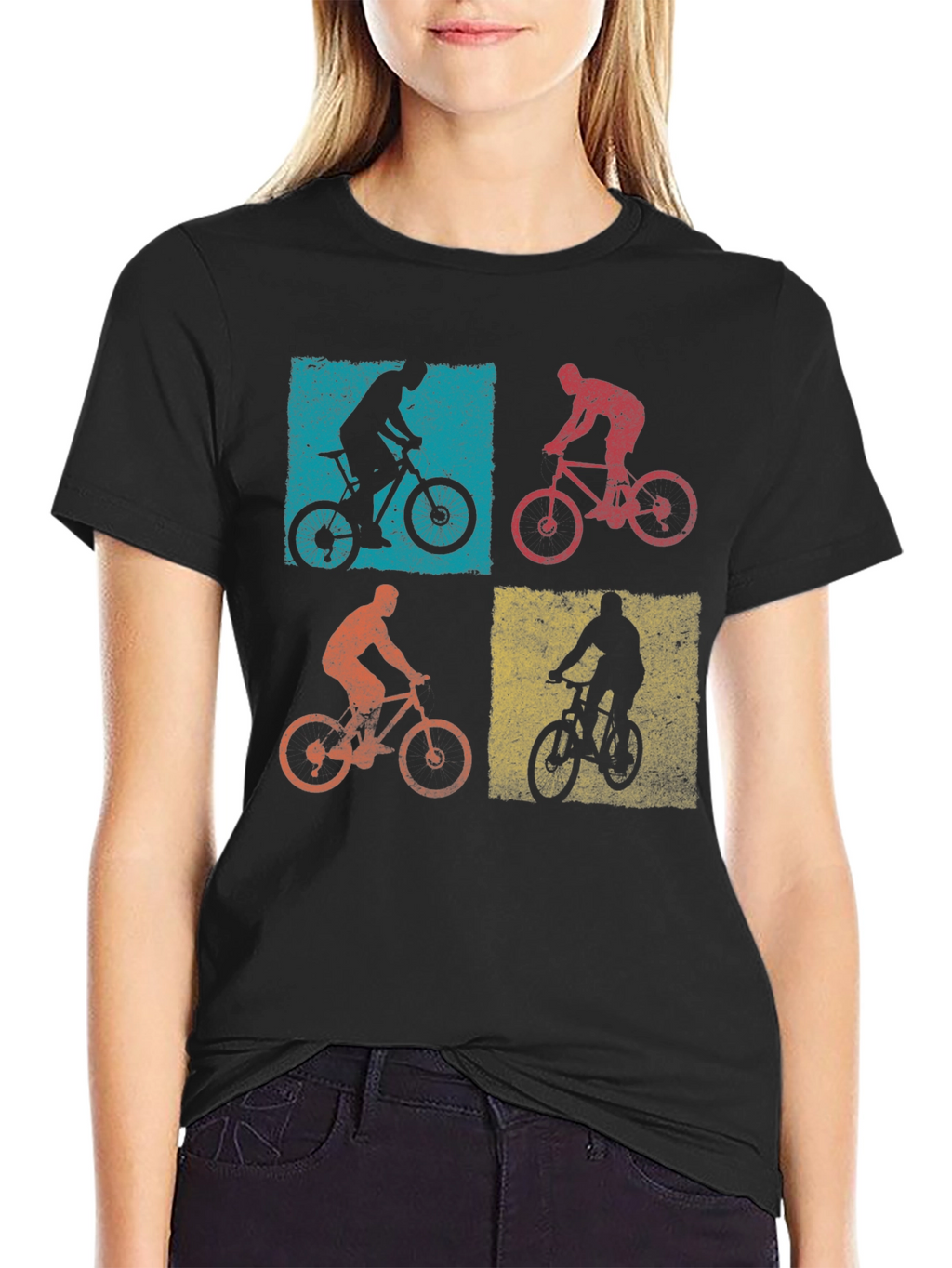 Retro Mountain Biking T-Shirt - Four Panel Design