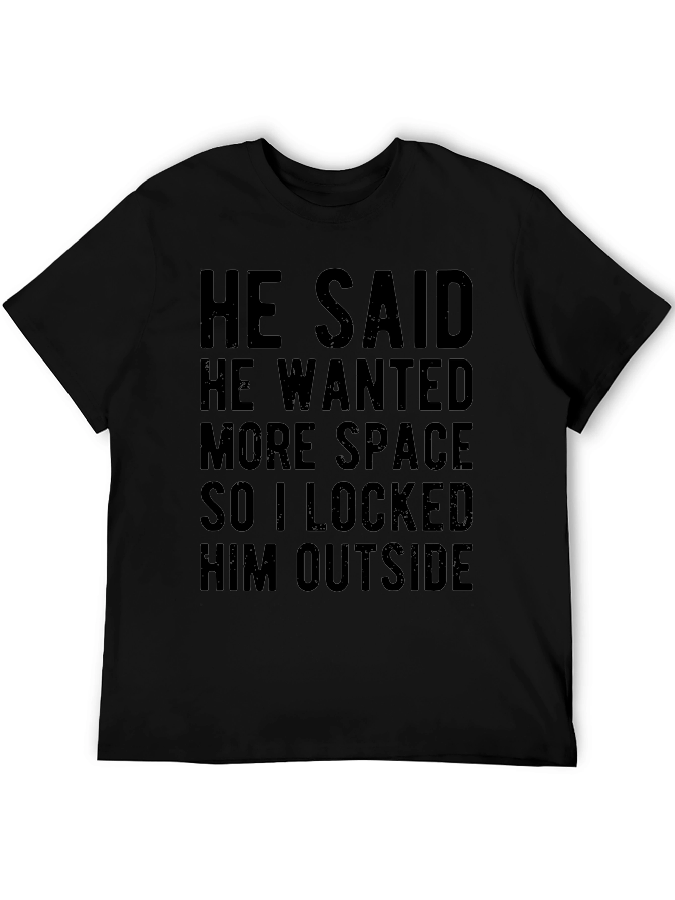 Humorous More Space Graphic Tee - Black Cotton Blend