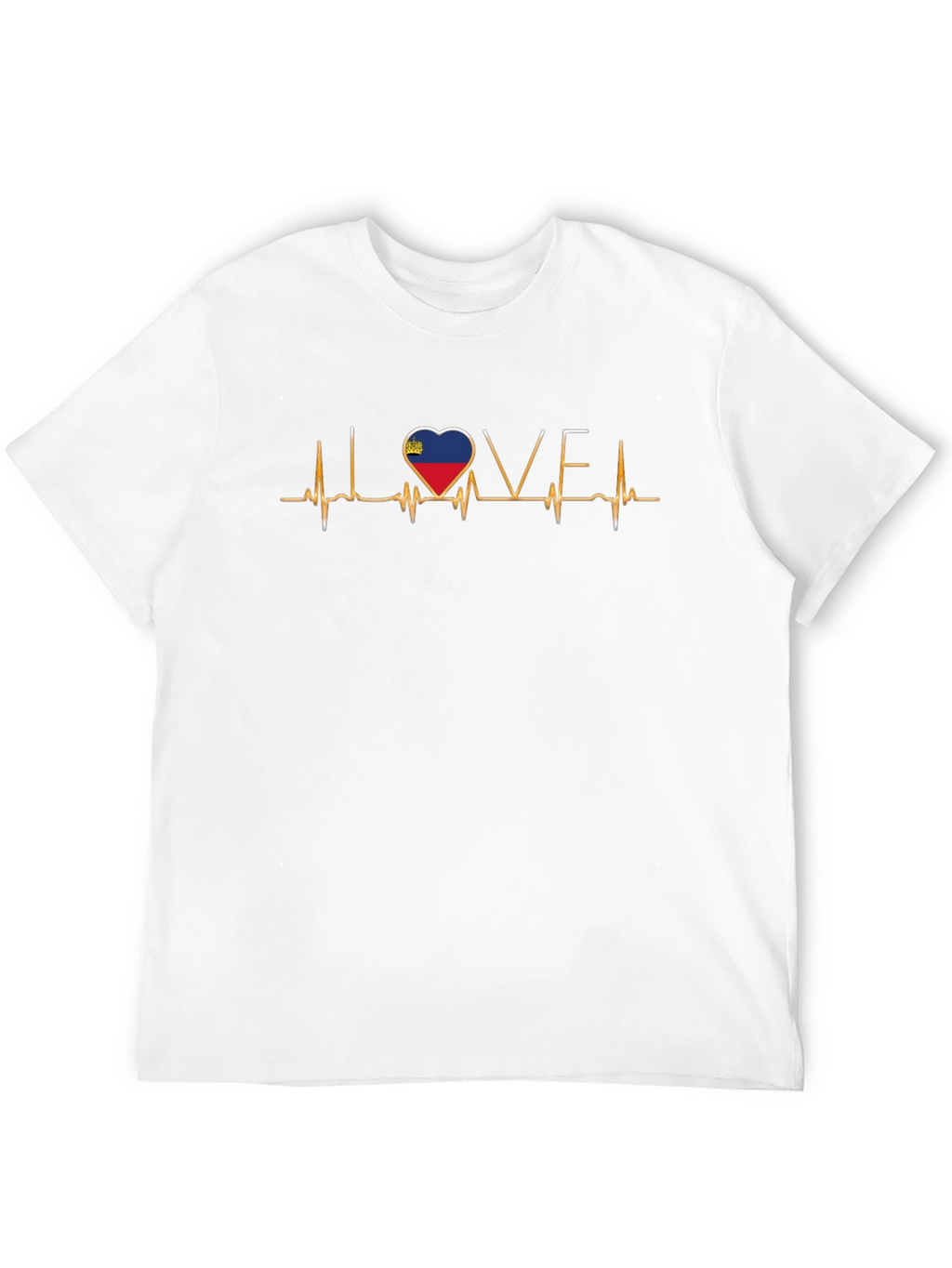 Liechtenstein Flag Heartbeat Love Black T-Shirt
