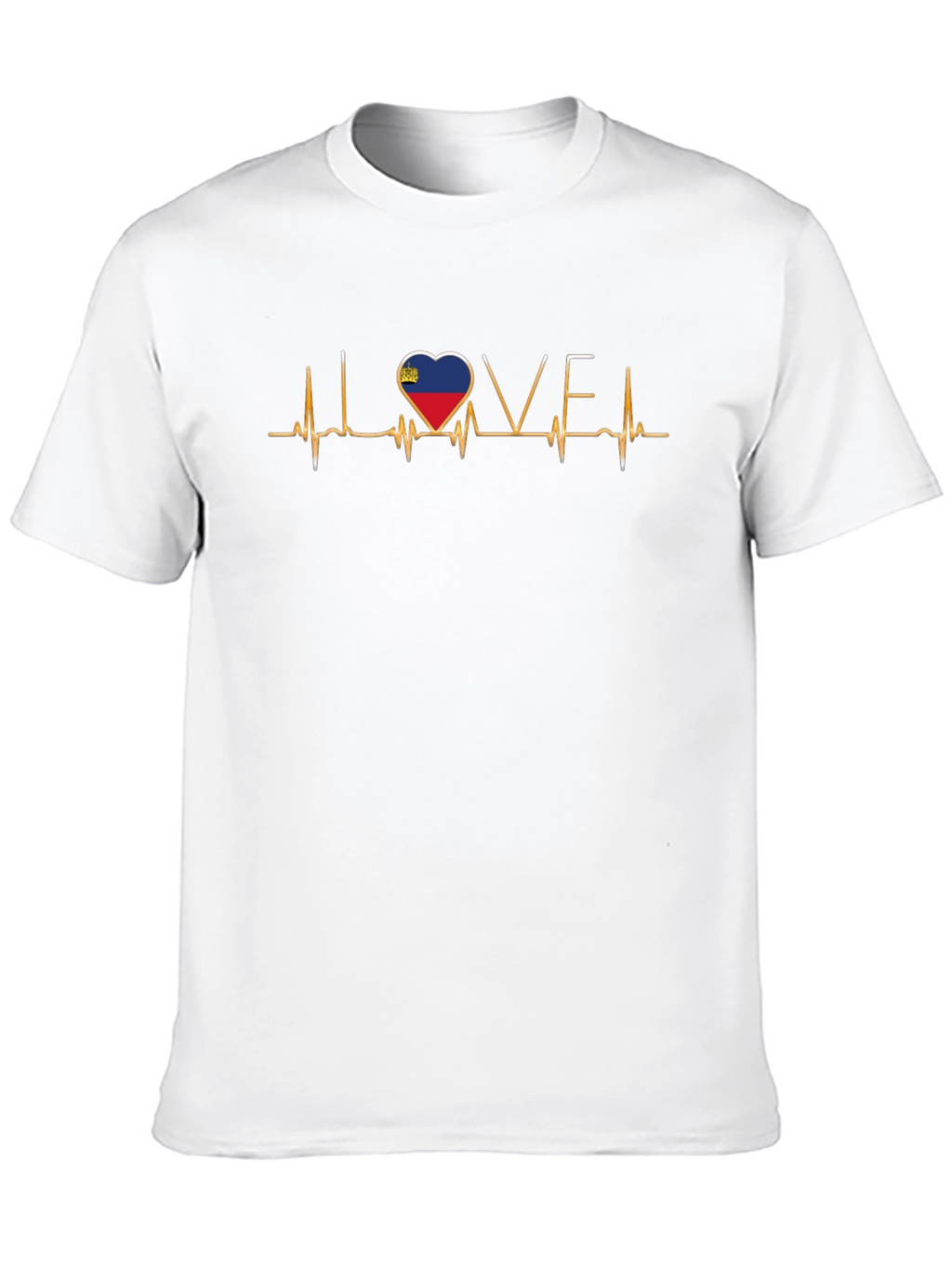 Liechtenstein Flag Heartbeat Love Black T-Shirt