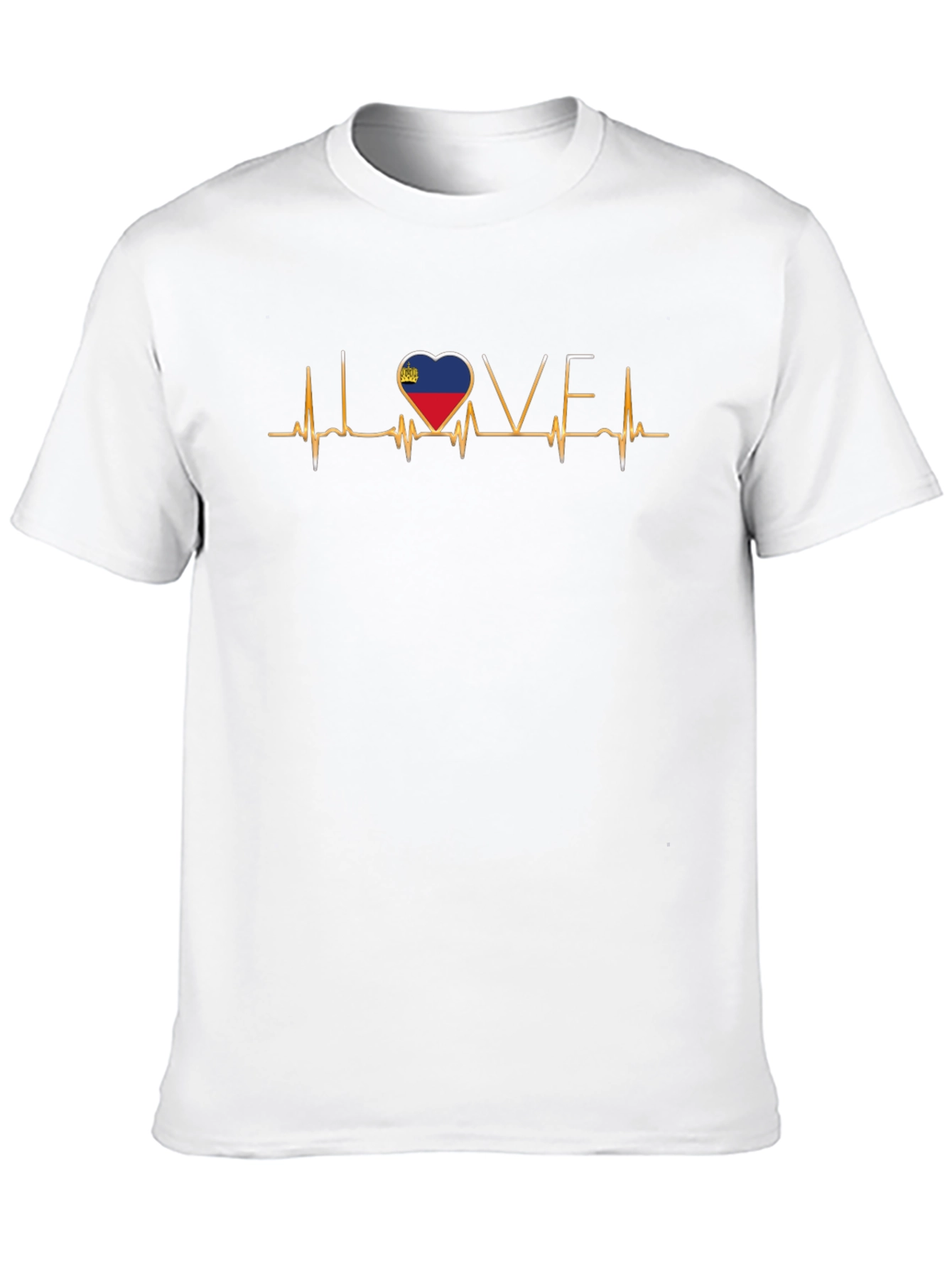 Liechtenstein Flag Heartbeat Love Black T-Shirt