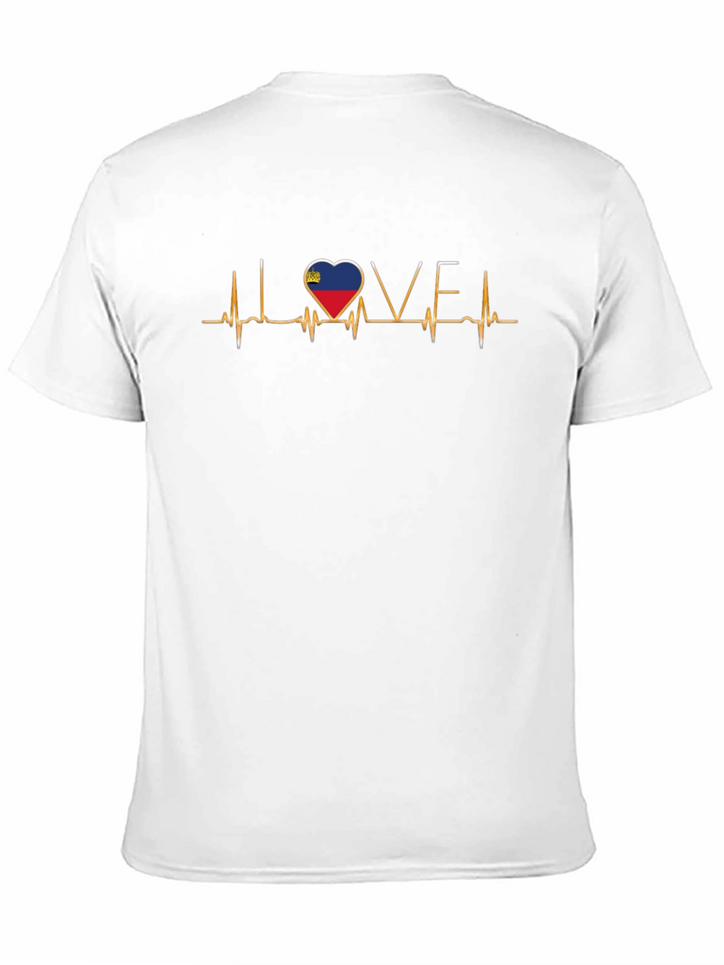 Liechtenstein Flag Heartbeat Love Black T-Shirt