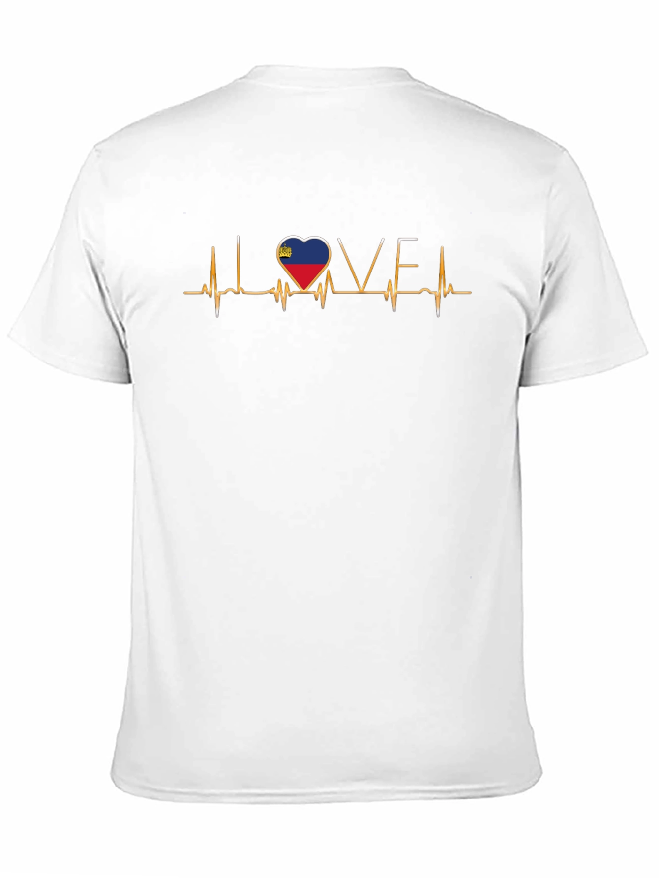 Liechtenstein Flag Heartbeat Love Black T-Shirt