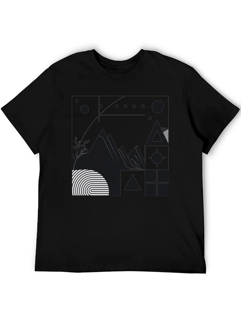 Abstract Graphic Print Black T-Shirt