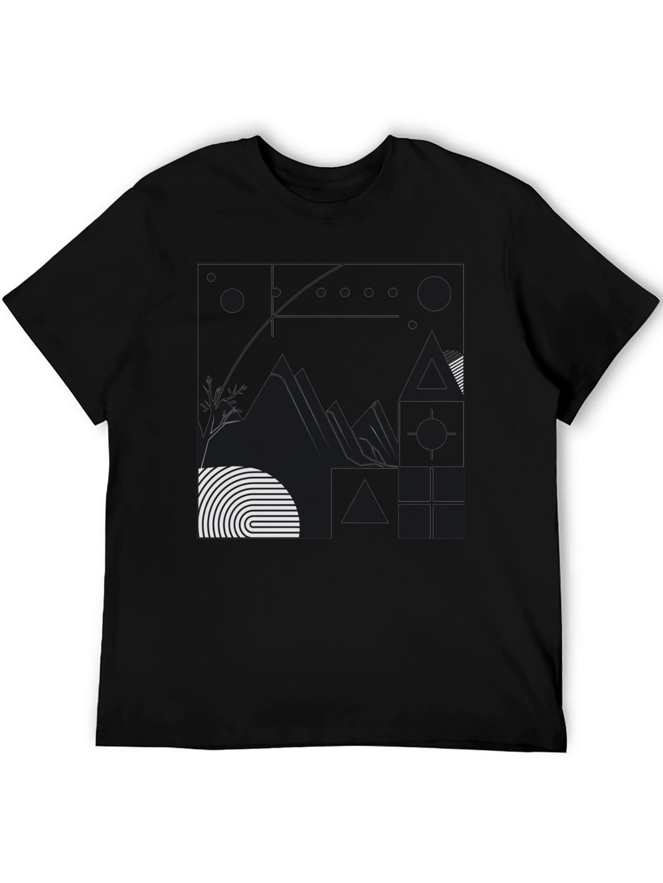 Abstract Graphic Print Black T-Shirt