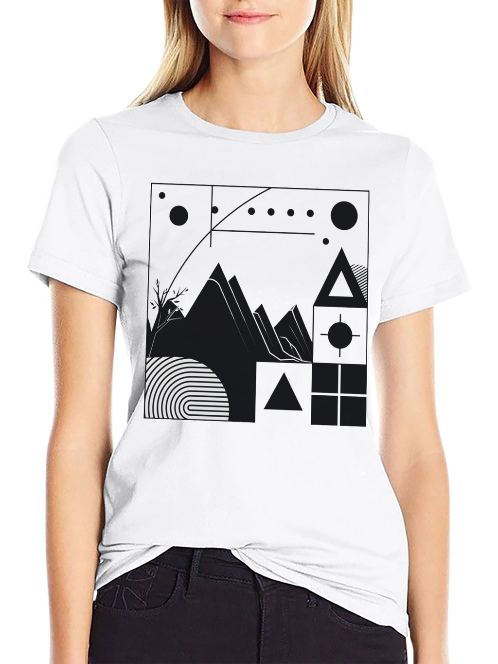 Abstract Graphic Print Black T-Shirt