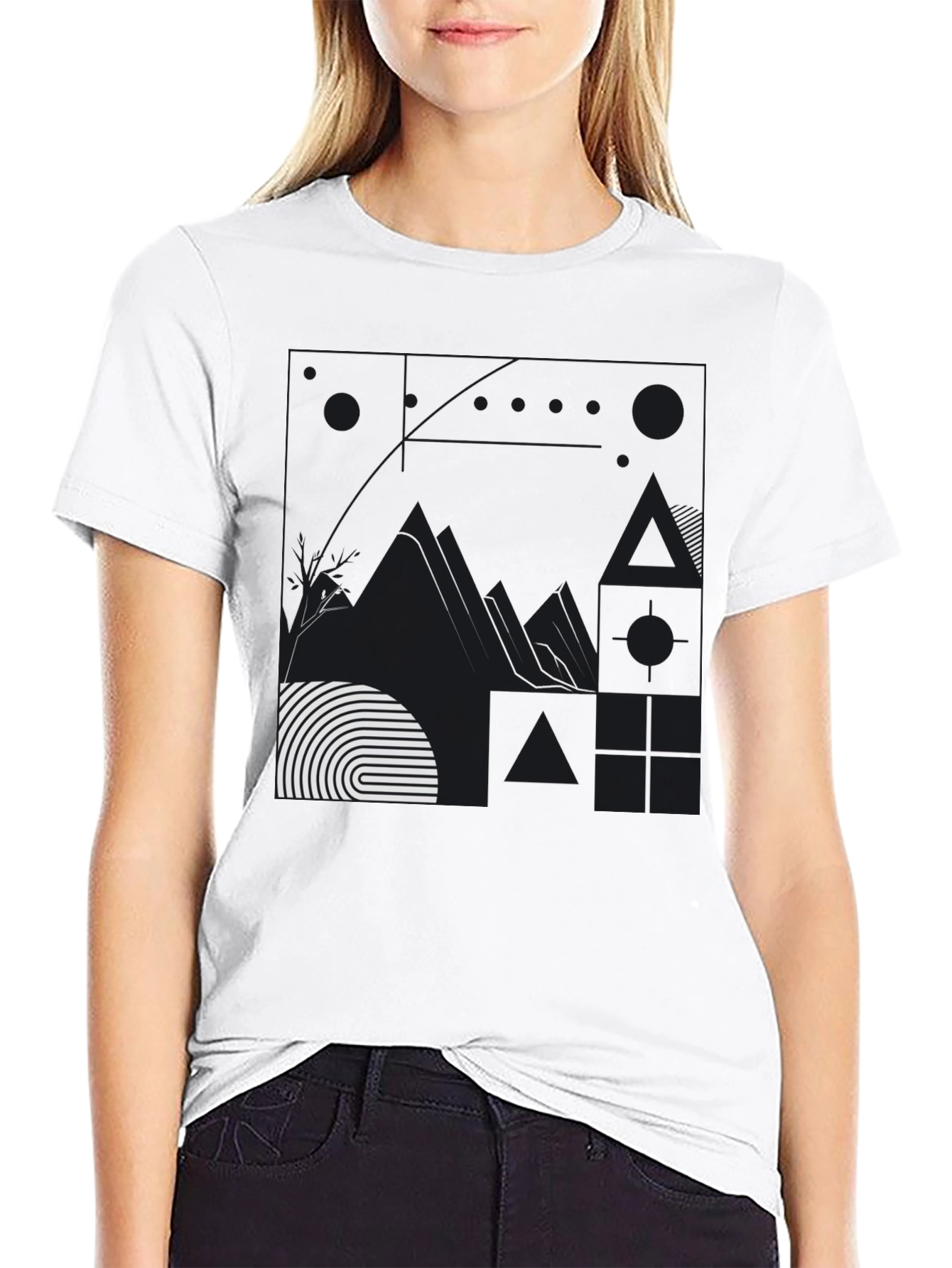Abstract Graphic Print Black T-Shirt