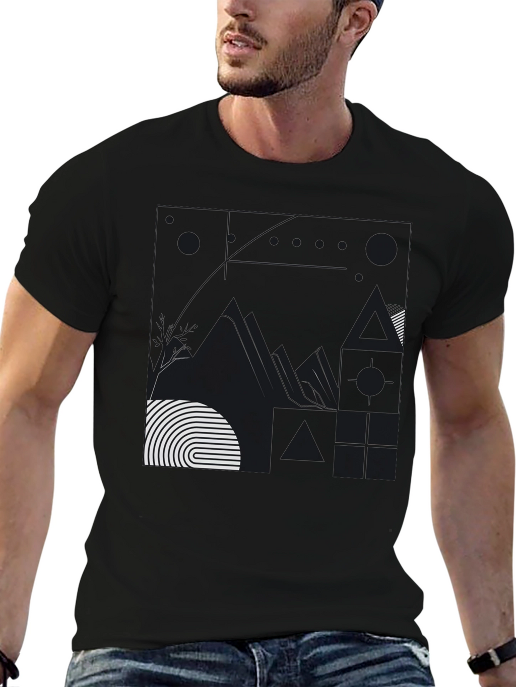 Abstract Graphic Print Black T-Shirt